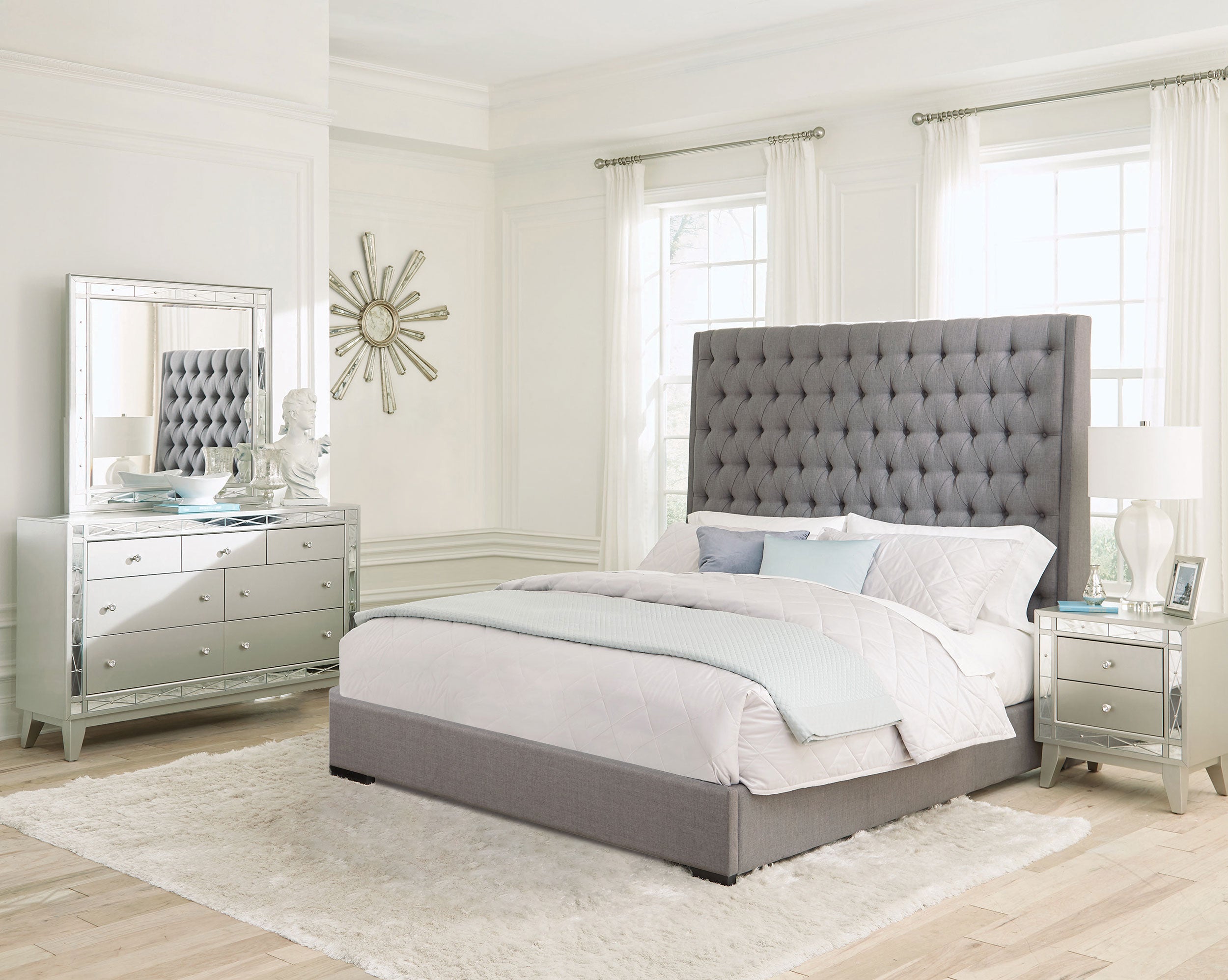 Camille  Bedroom Set Metallic Mercury