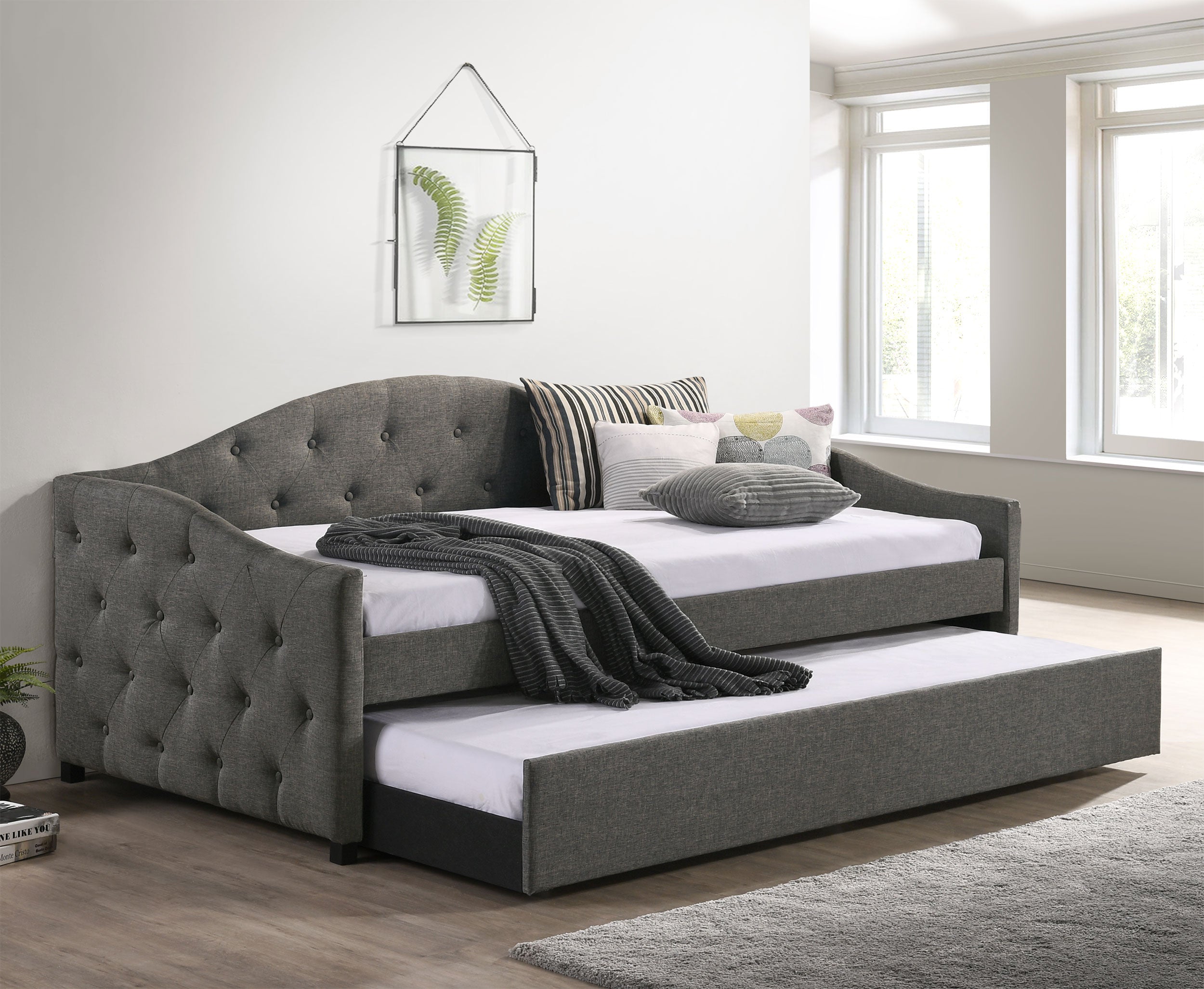 Sadie Upholstered  Daybed with Trundle Grey