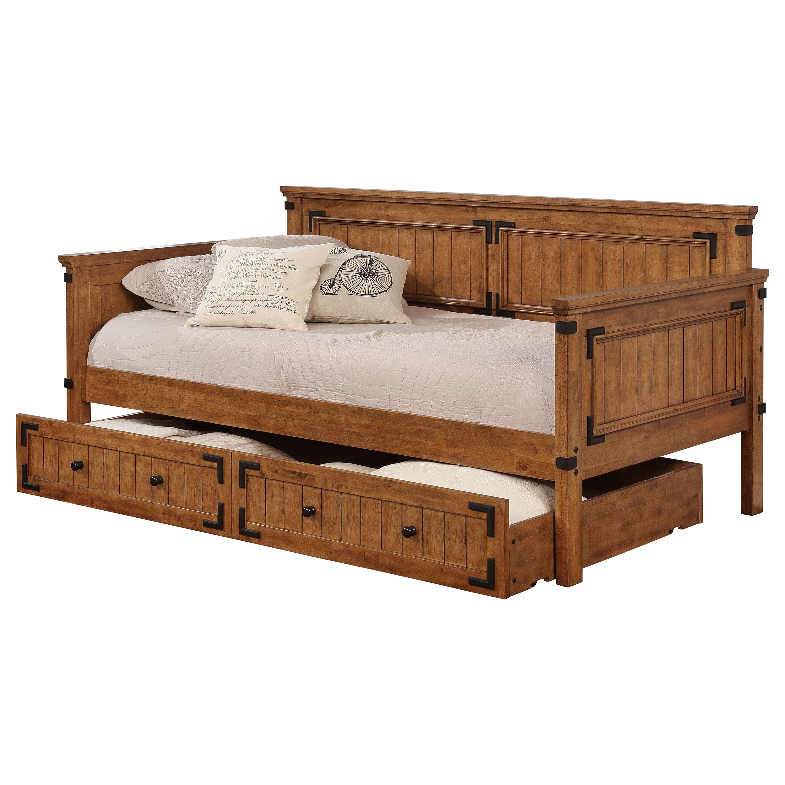 Oakdale Wood  Daybed with Trundle Rustic Honey