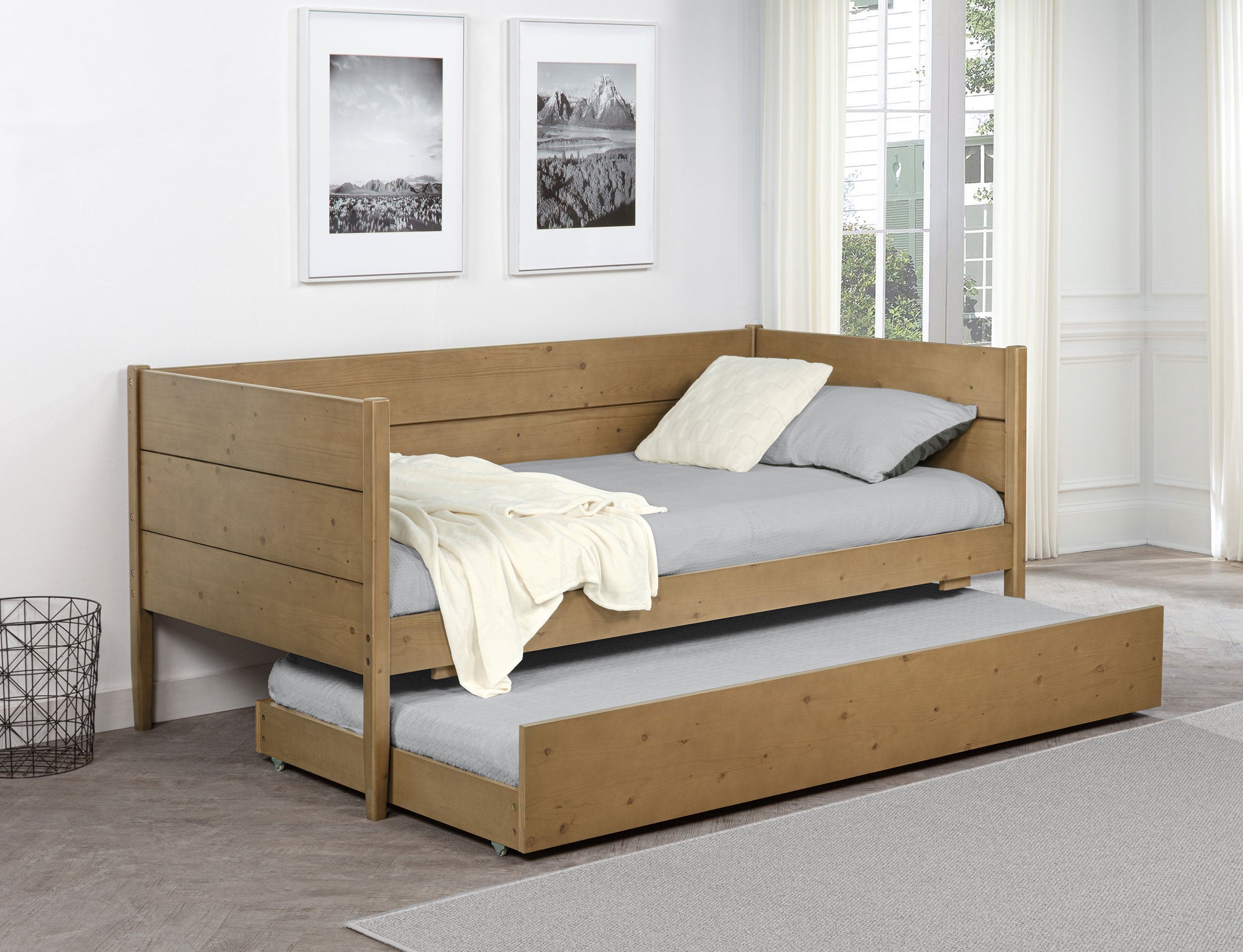 Calinda Wood  Daybed With Trundle Natural