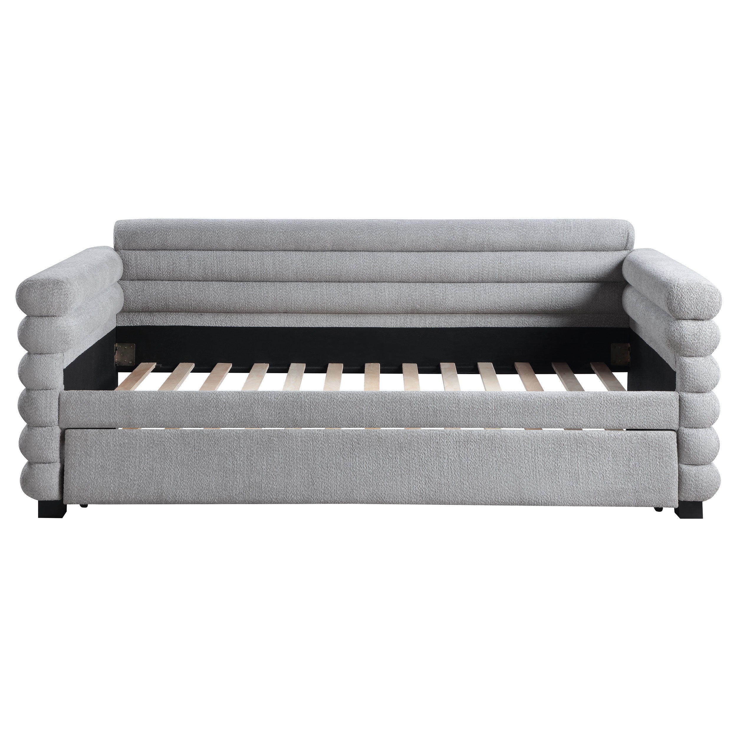 Patricia Boucle Upholstered  Day Bed with Trundle Grey