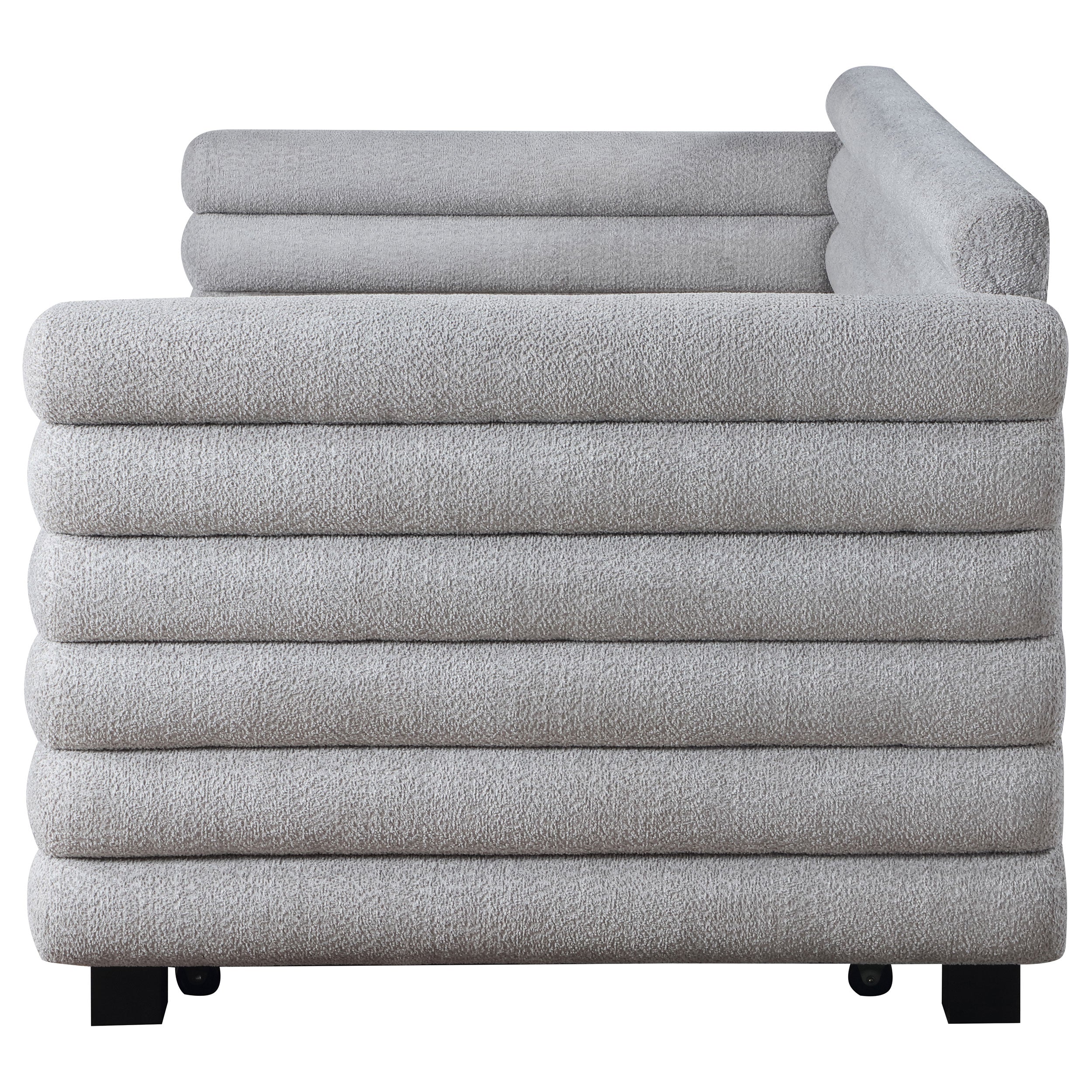 Patricia Boucle Upholstered  Day Bed with Trundle Grey