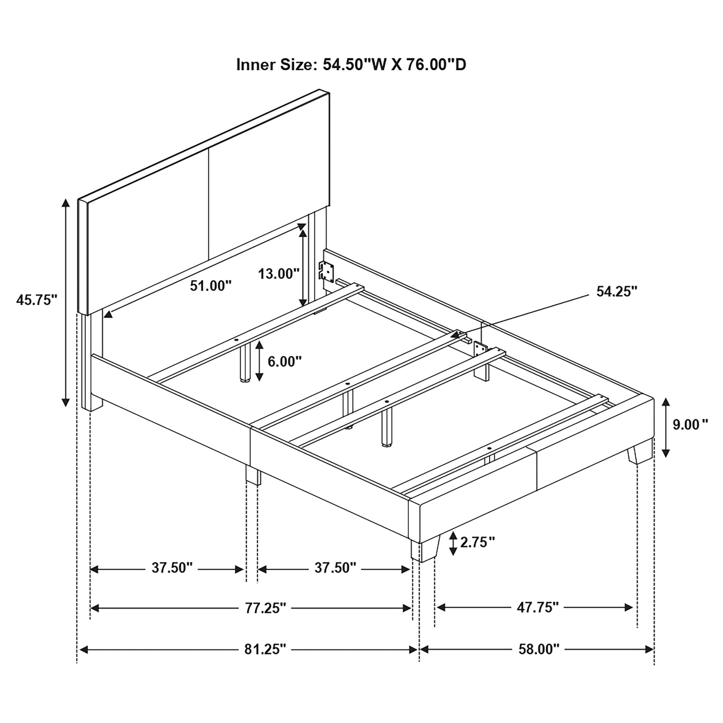 Dorian Fabric Upholstered  Panel Bed Cream