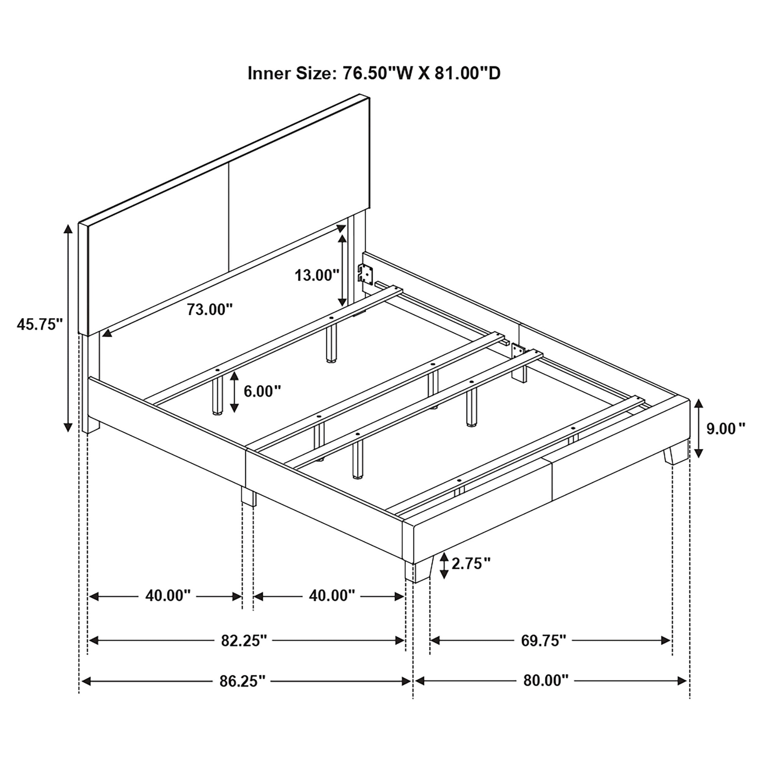Dorian Fabric Upholstered  Panel Bed Cream