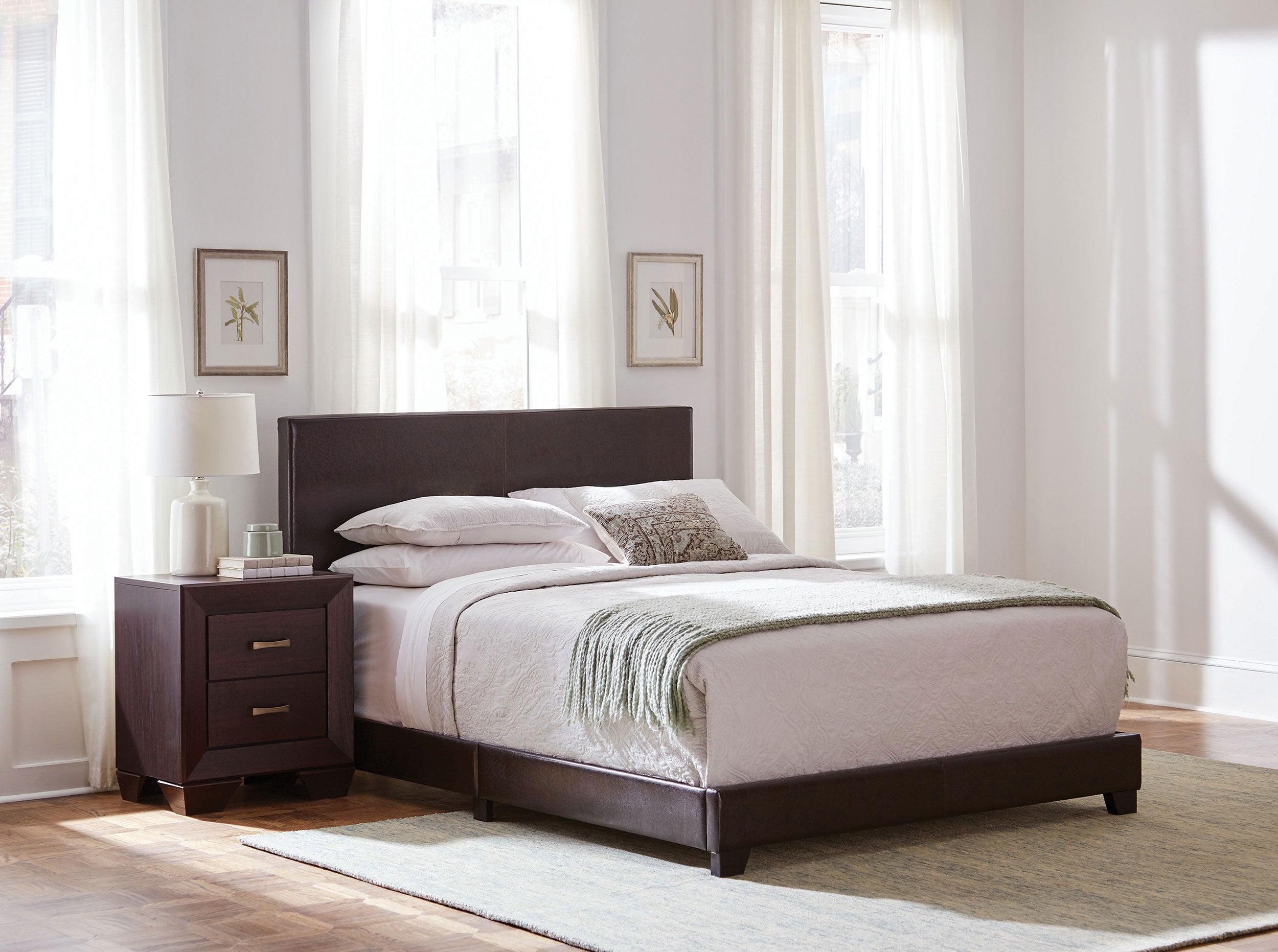 Dorian Upholstered Bed Frame, Brown
