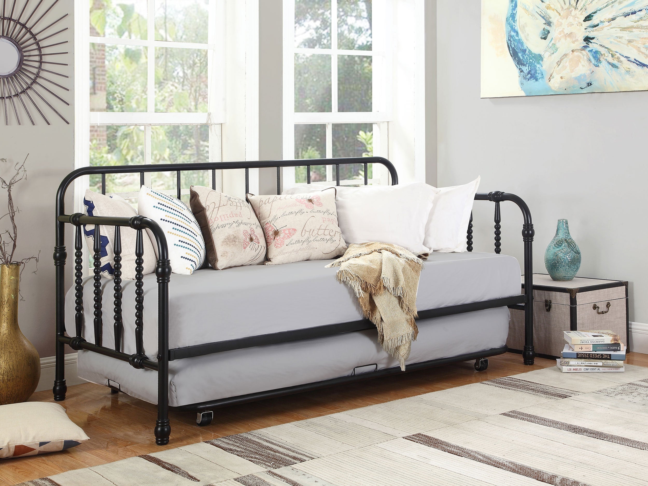 Marina Metal  Daybed with Trundle Black