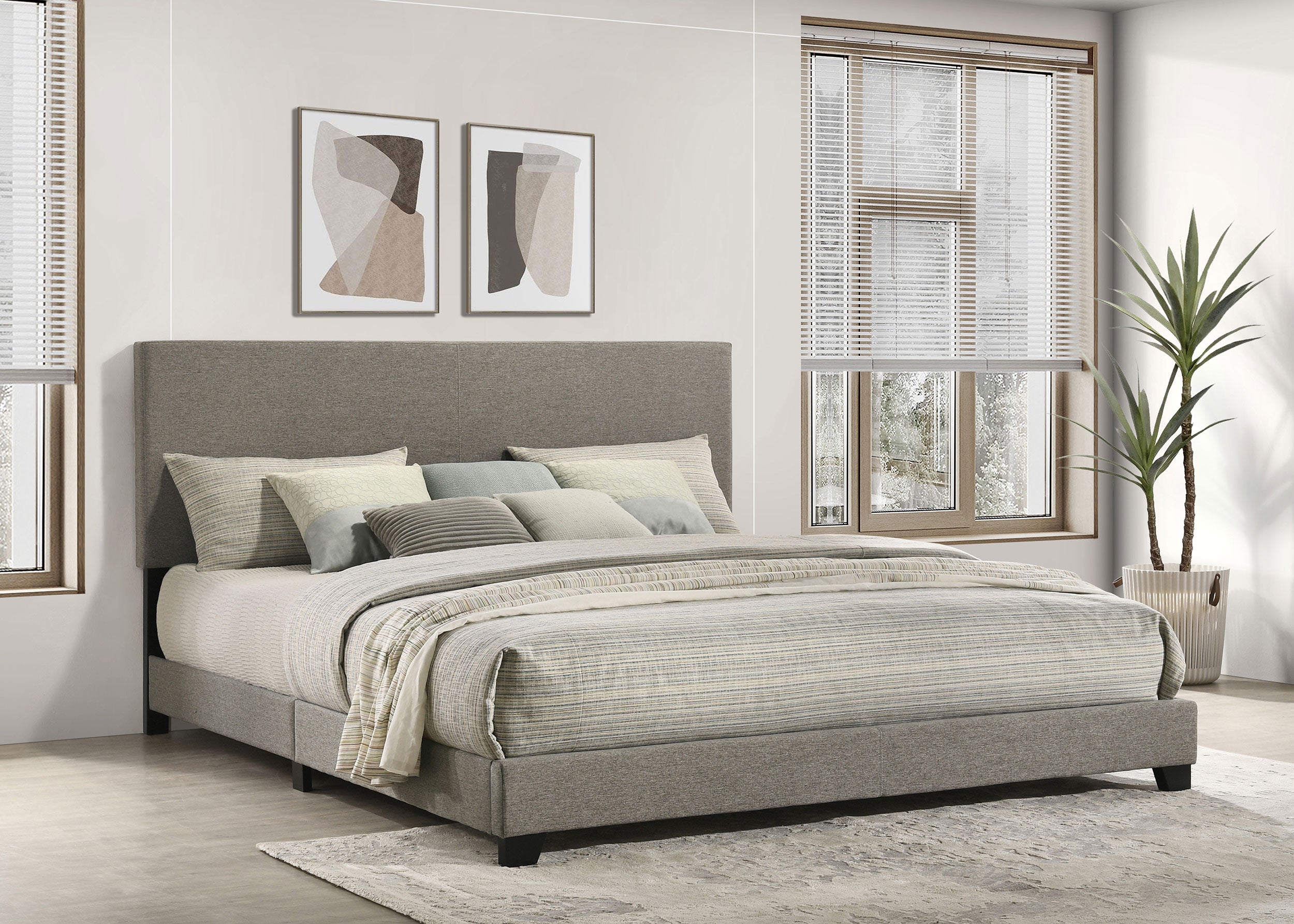 Dorian Fabric Upholstered Panel Bed Taupe