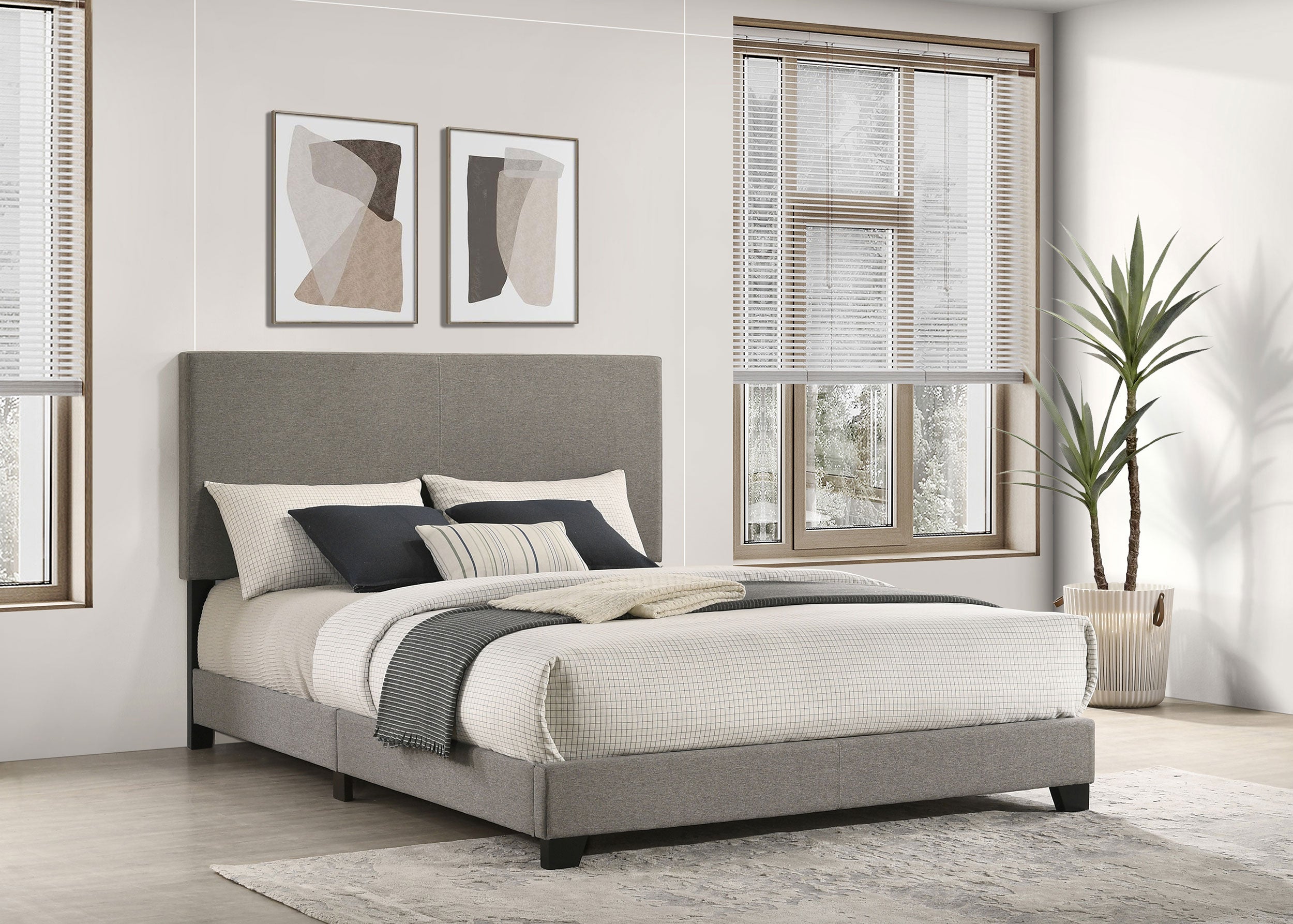 Dorian Fabric Upholstered Panel Bed Taupe