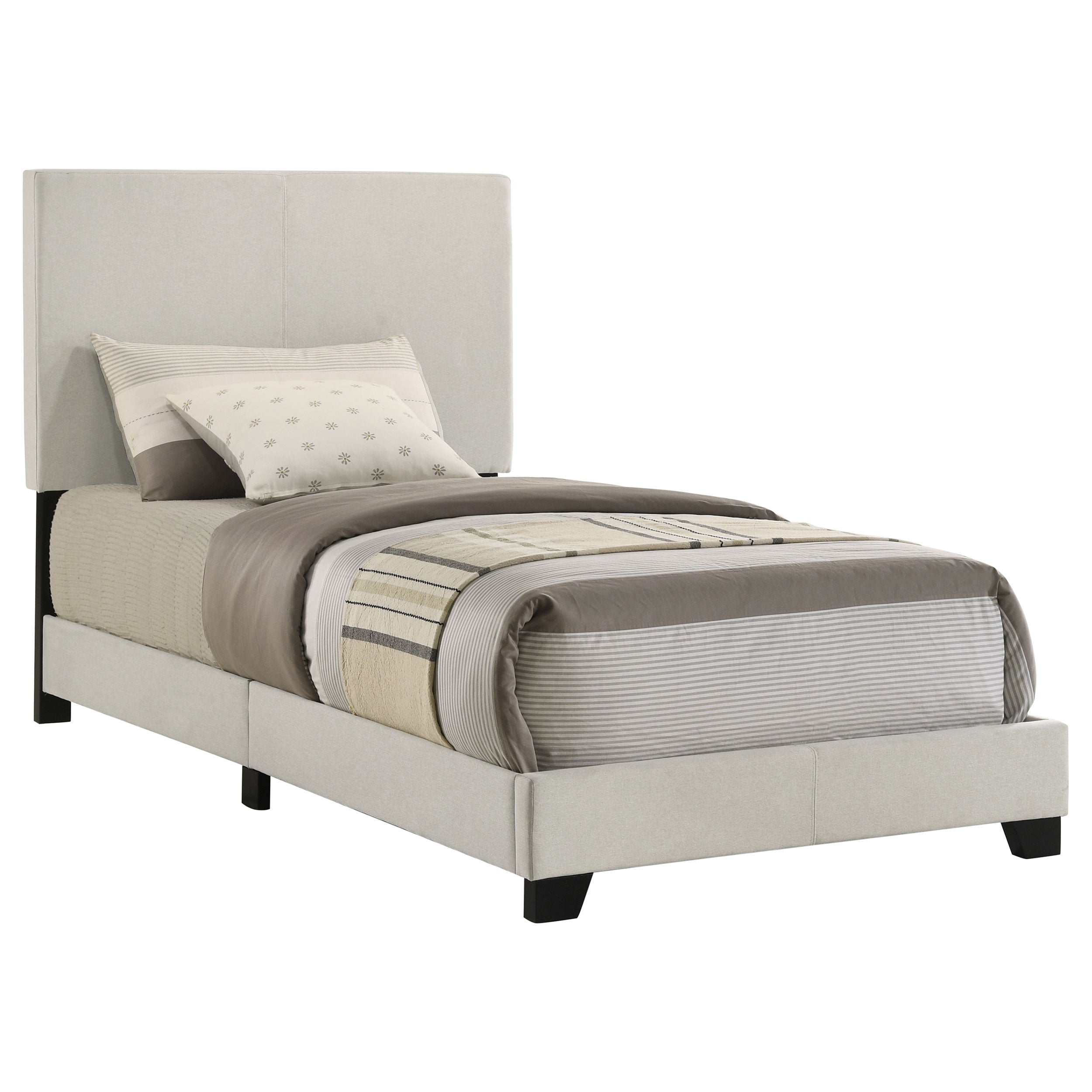 Dorian Fabric Upholstered  Panel Bed Cream