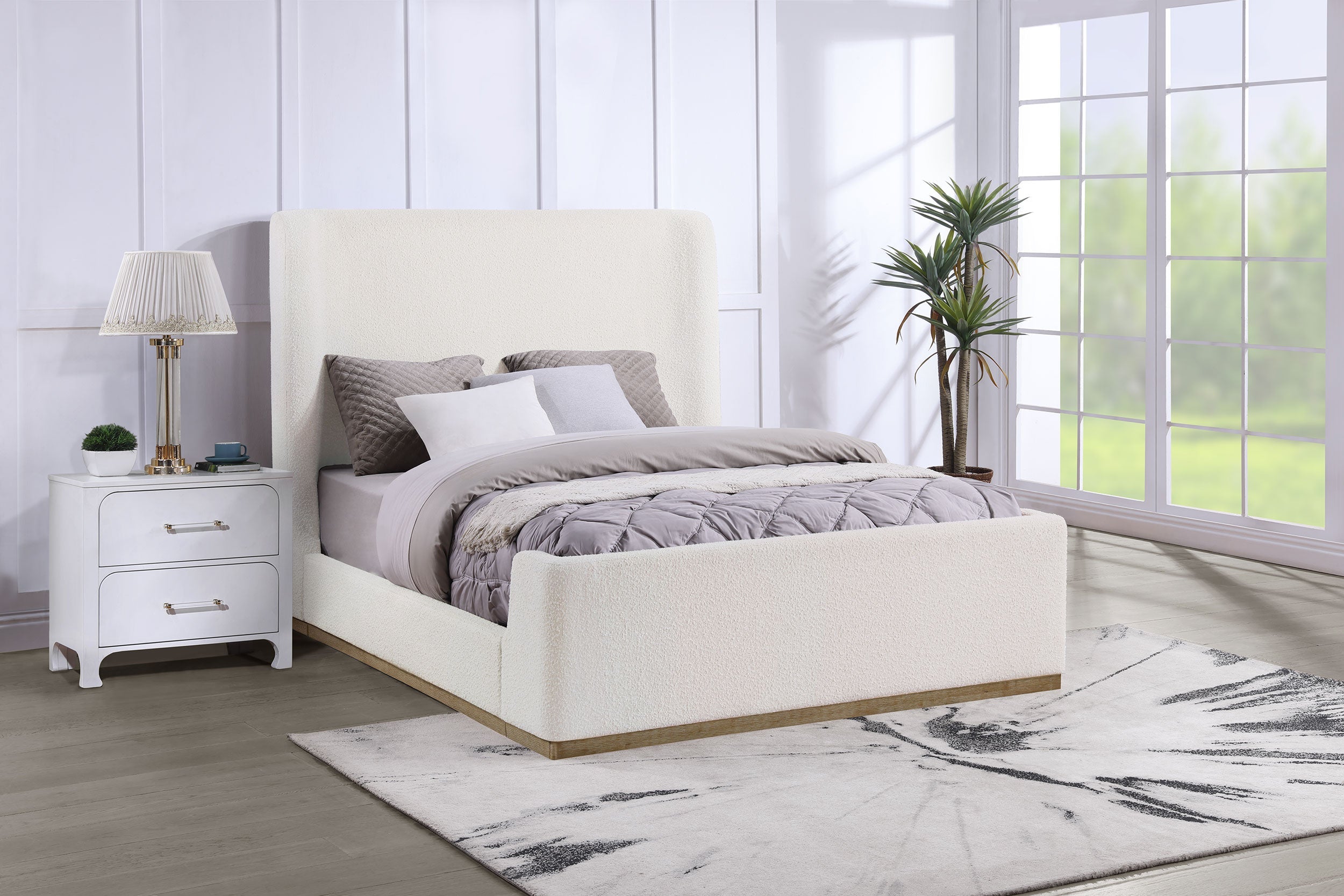 Nala Upholstered Sleigh Bed Cream
