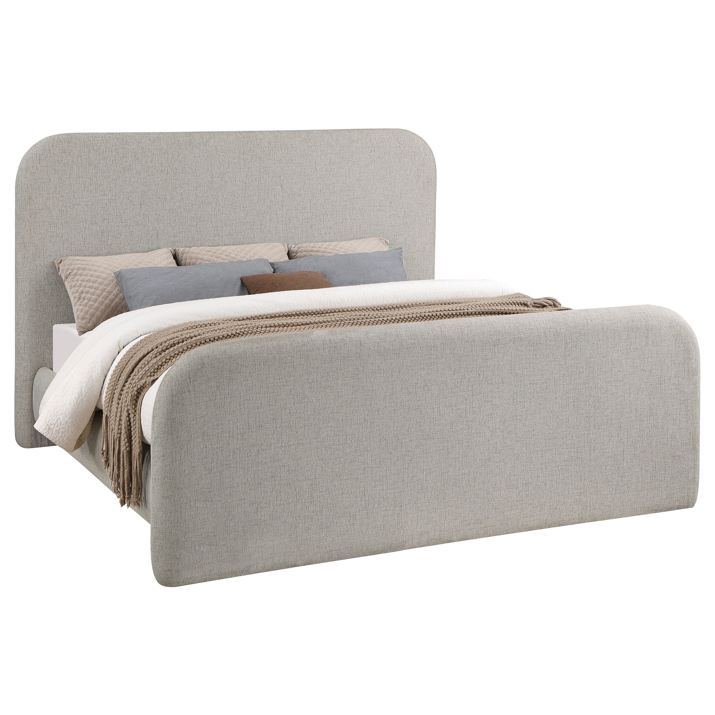 Wren Upholstered  Panel Bed Grey