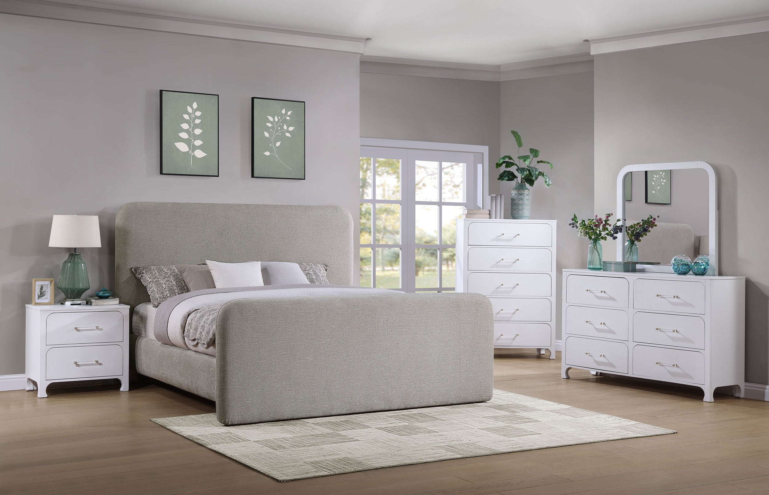 Wren Upholstered  Panel Bed Grey