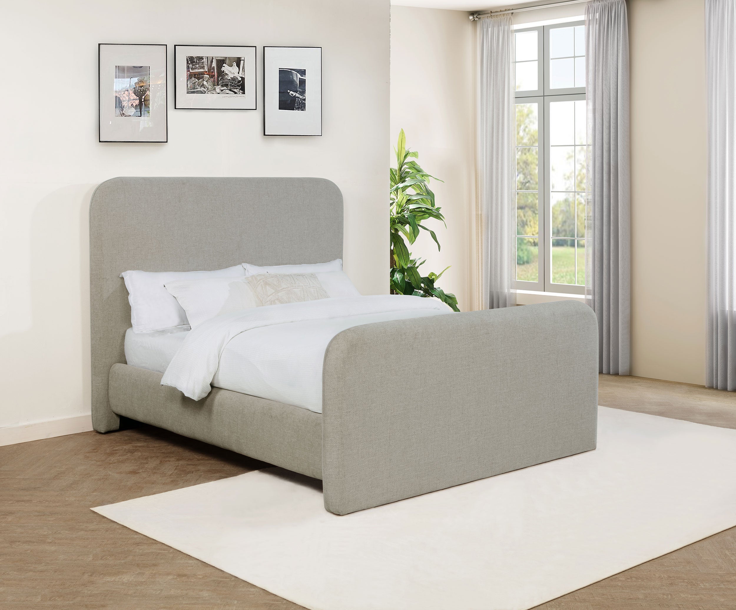 Wren Upholstered  Panel Bed Grey
