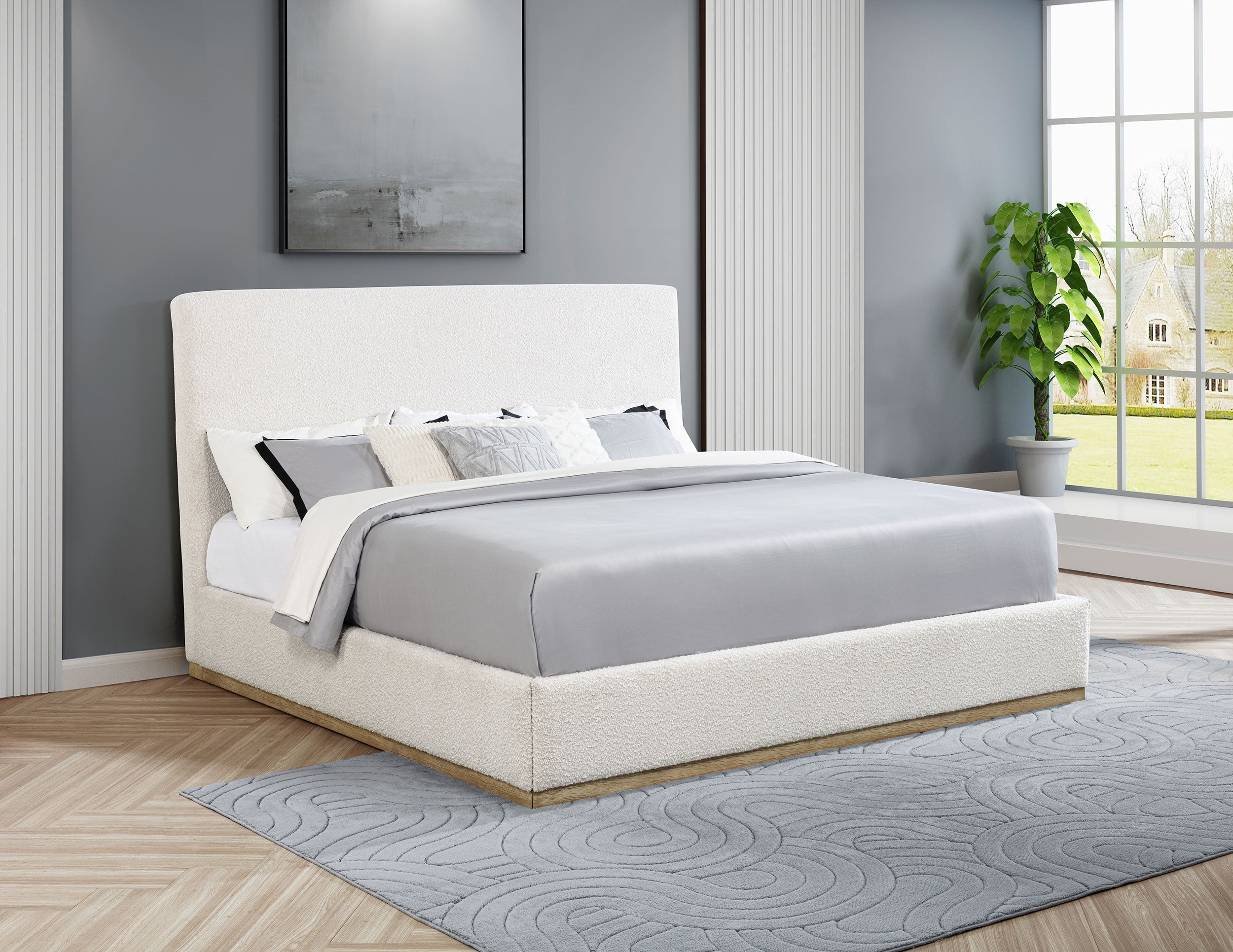 Knox Upholstered  Panel Bed Cream