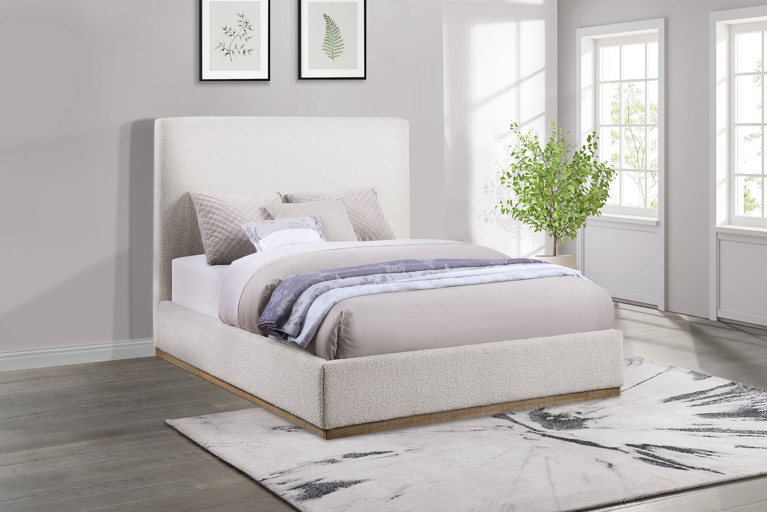 Knox Upholstered  Panel Bed Cream