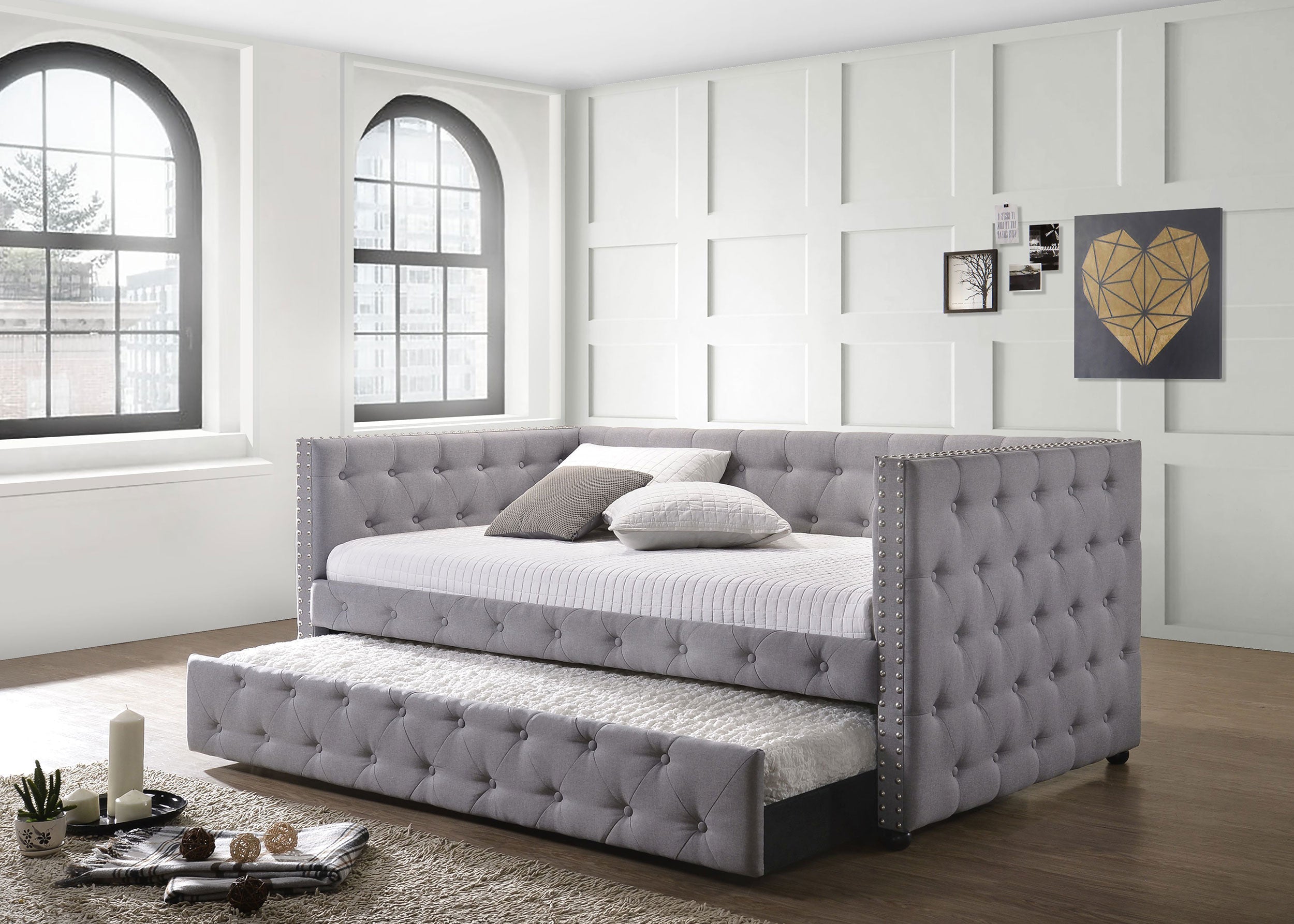 Mockern Upholstered  Daybed with Trundle Grey