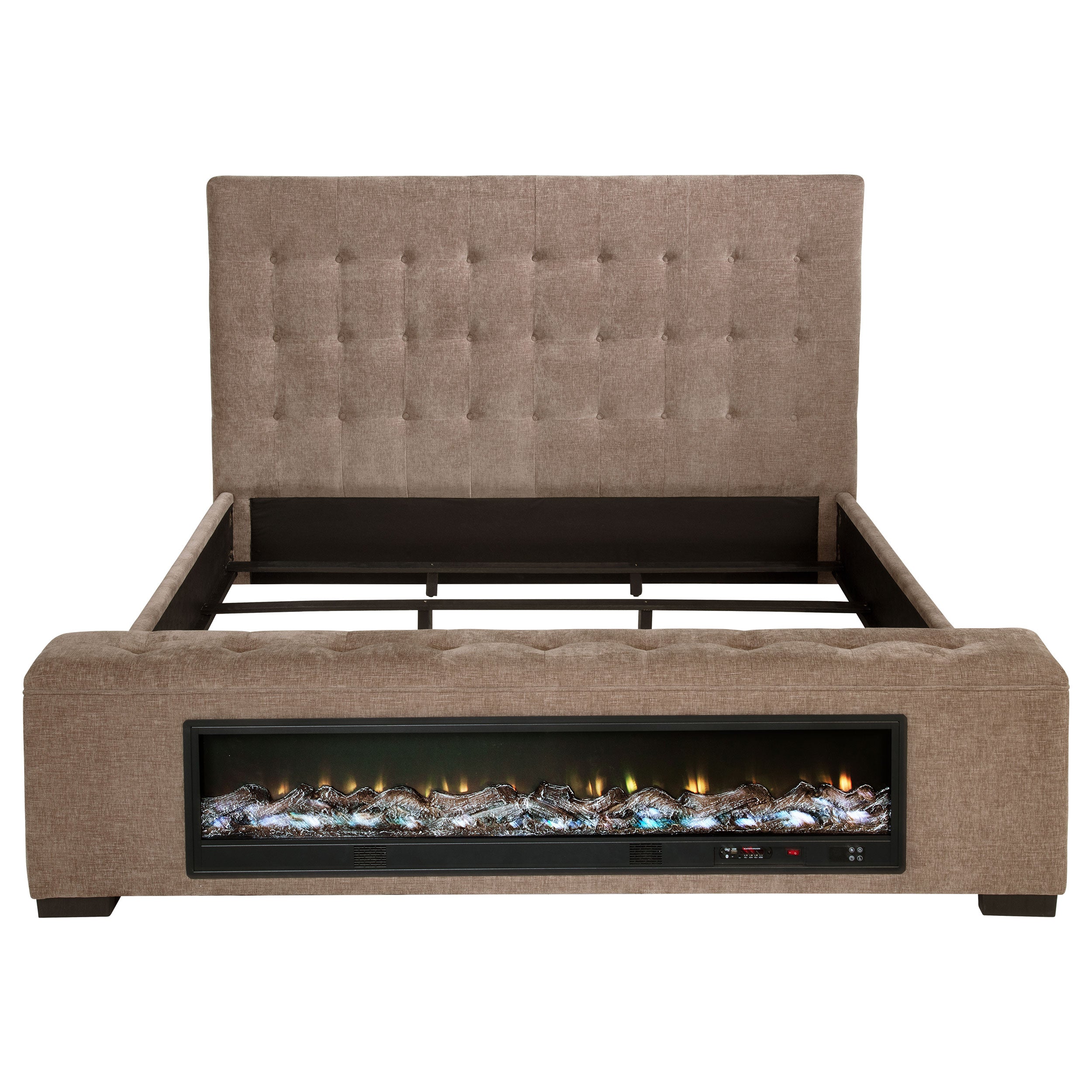 Senna Upholstered  Audio Flame Visualizer Bed Brown
