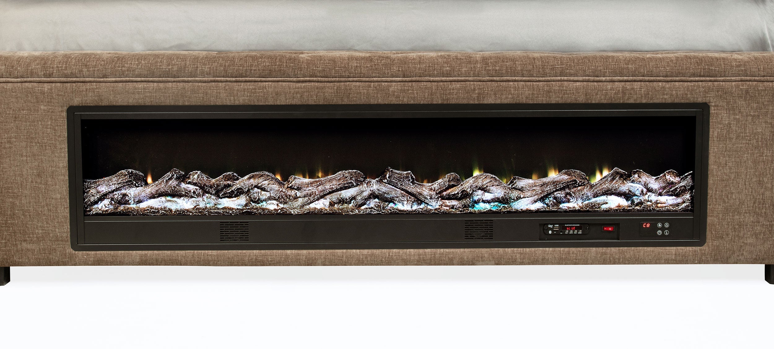 Senna Upholstered  Audio Flame Visualizer Bed Brown