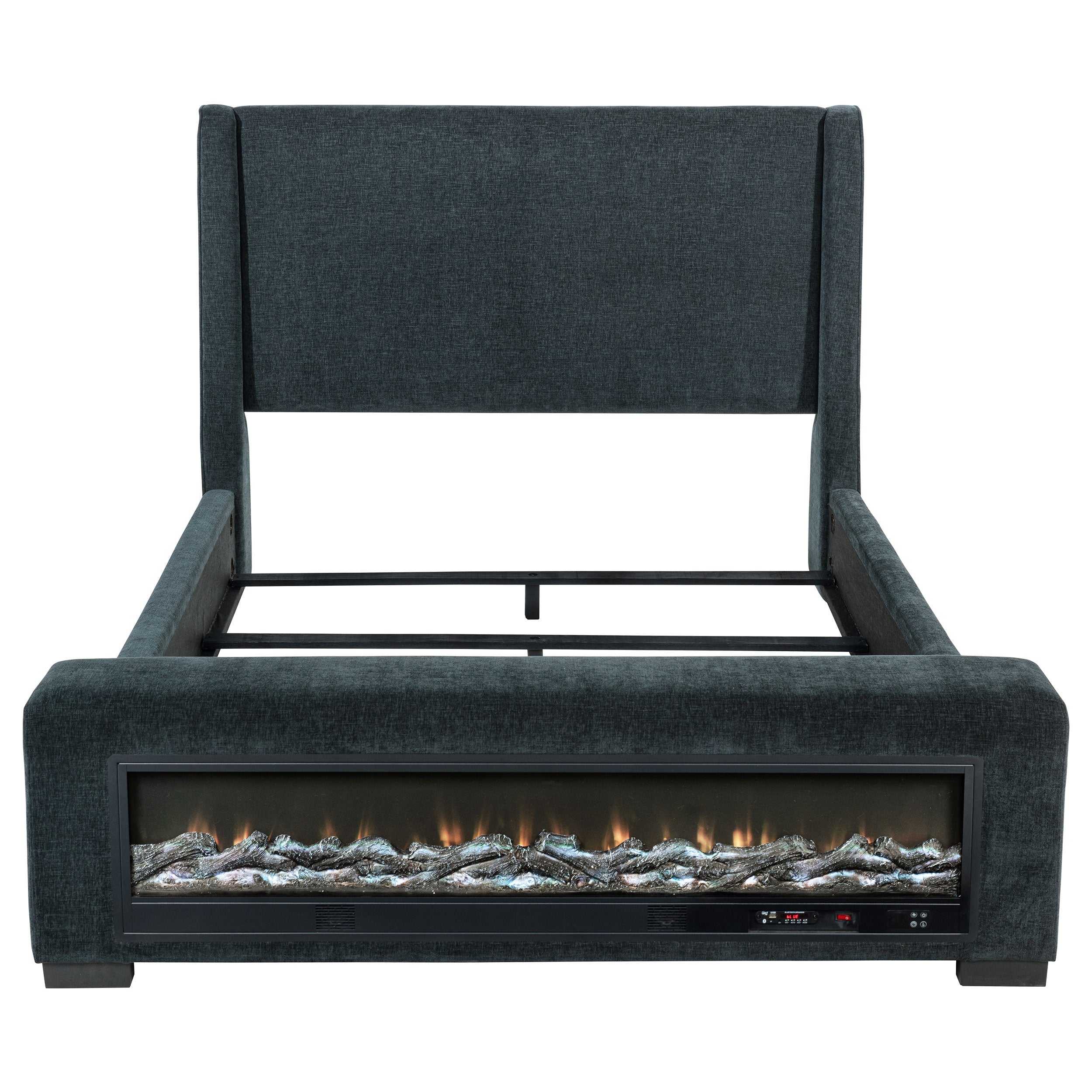 Preston Upholstered Audio Flame Visualizer Bed Blue