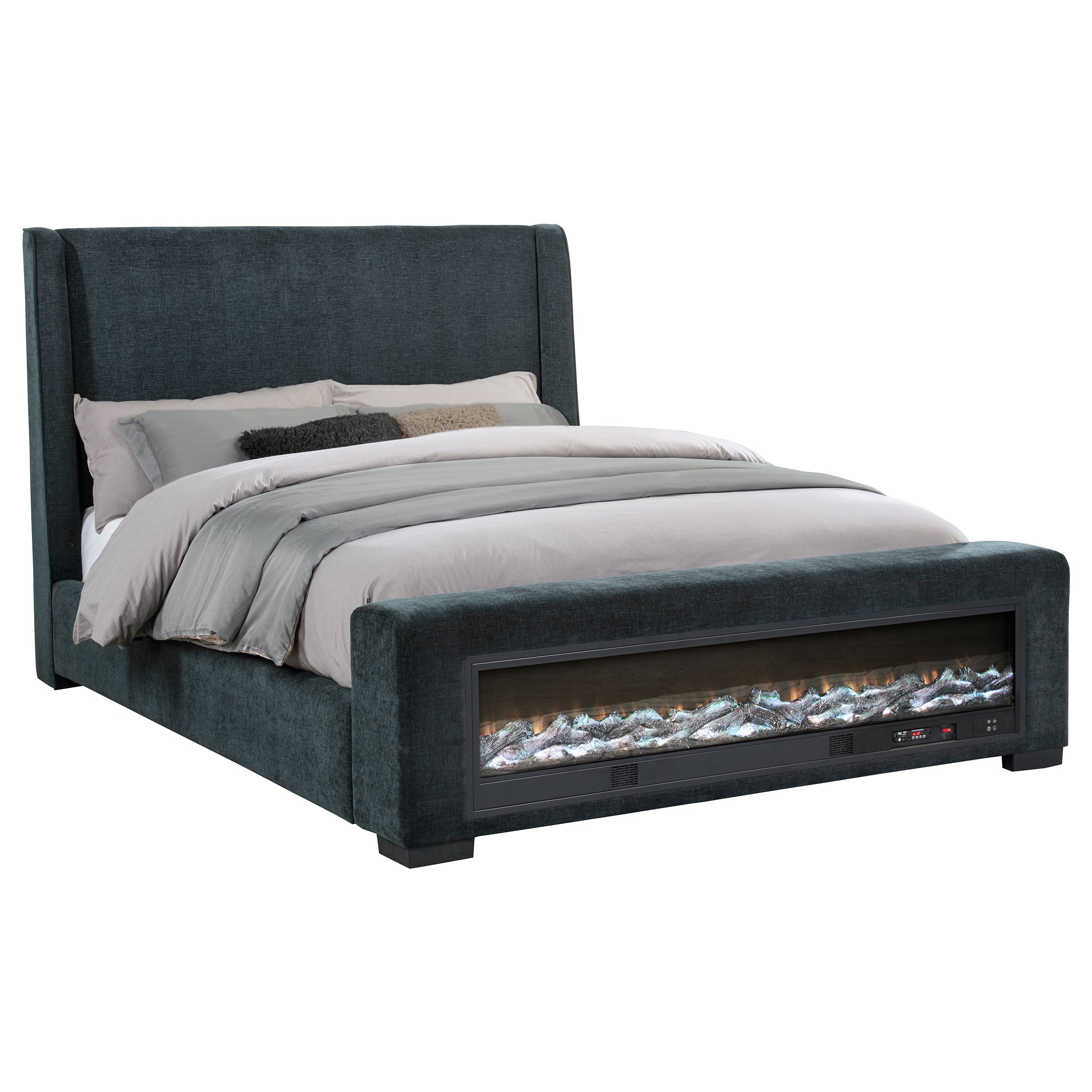 Preston Upholstered Audio Flame Visualizer Bed Blue