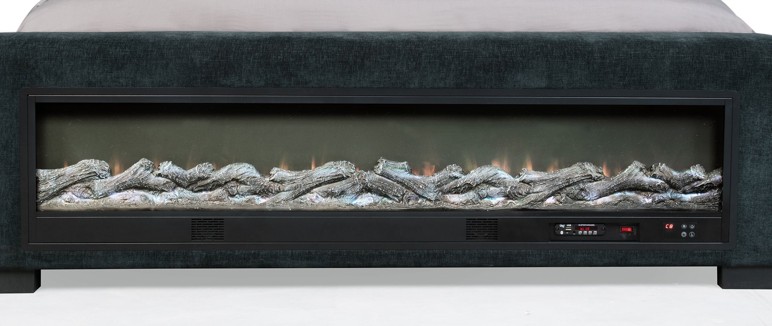 Preston Upholstered Audio Flame Visualizer Bed Blue