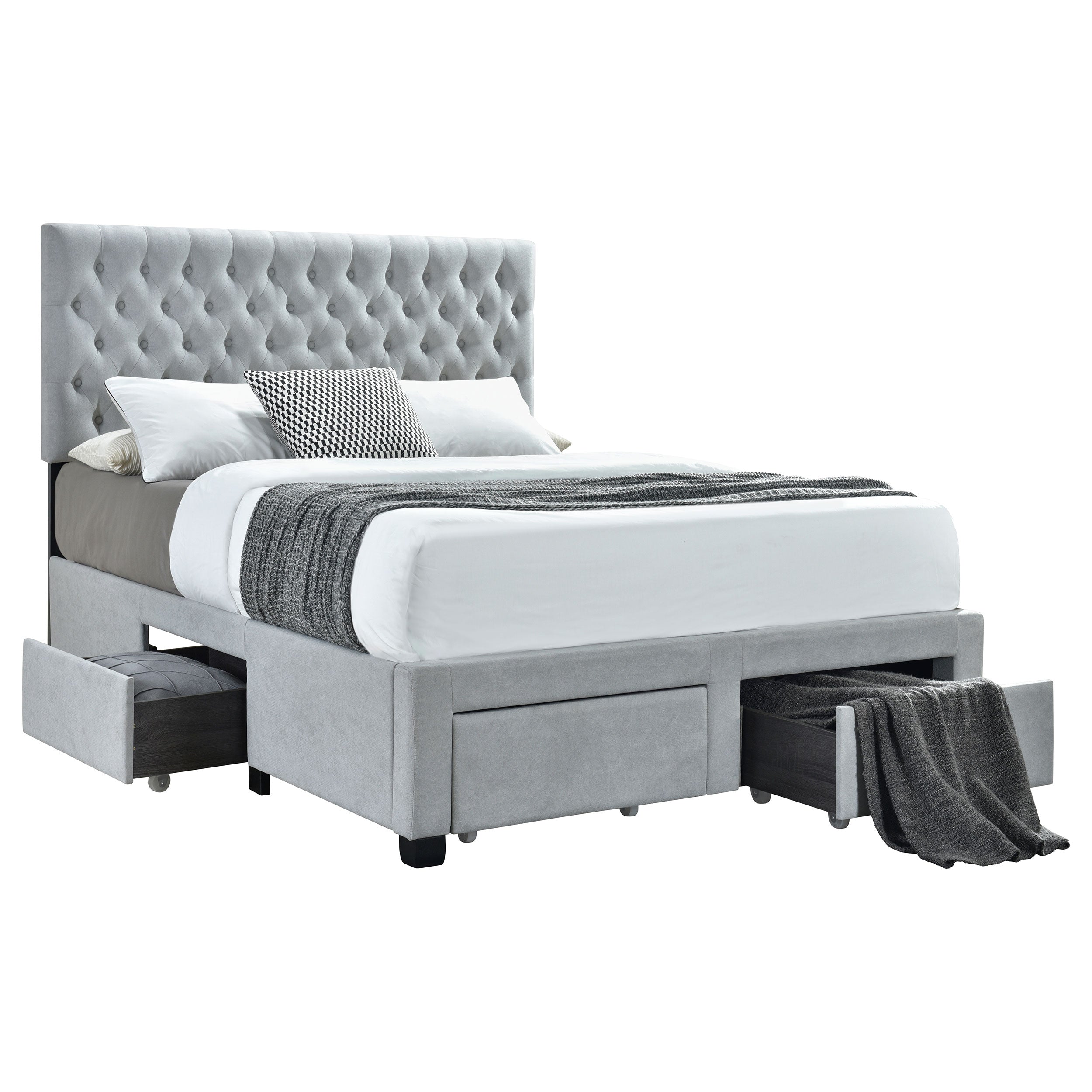 Soledad Upholstered  Storage Bed Light Grey