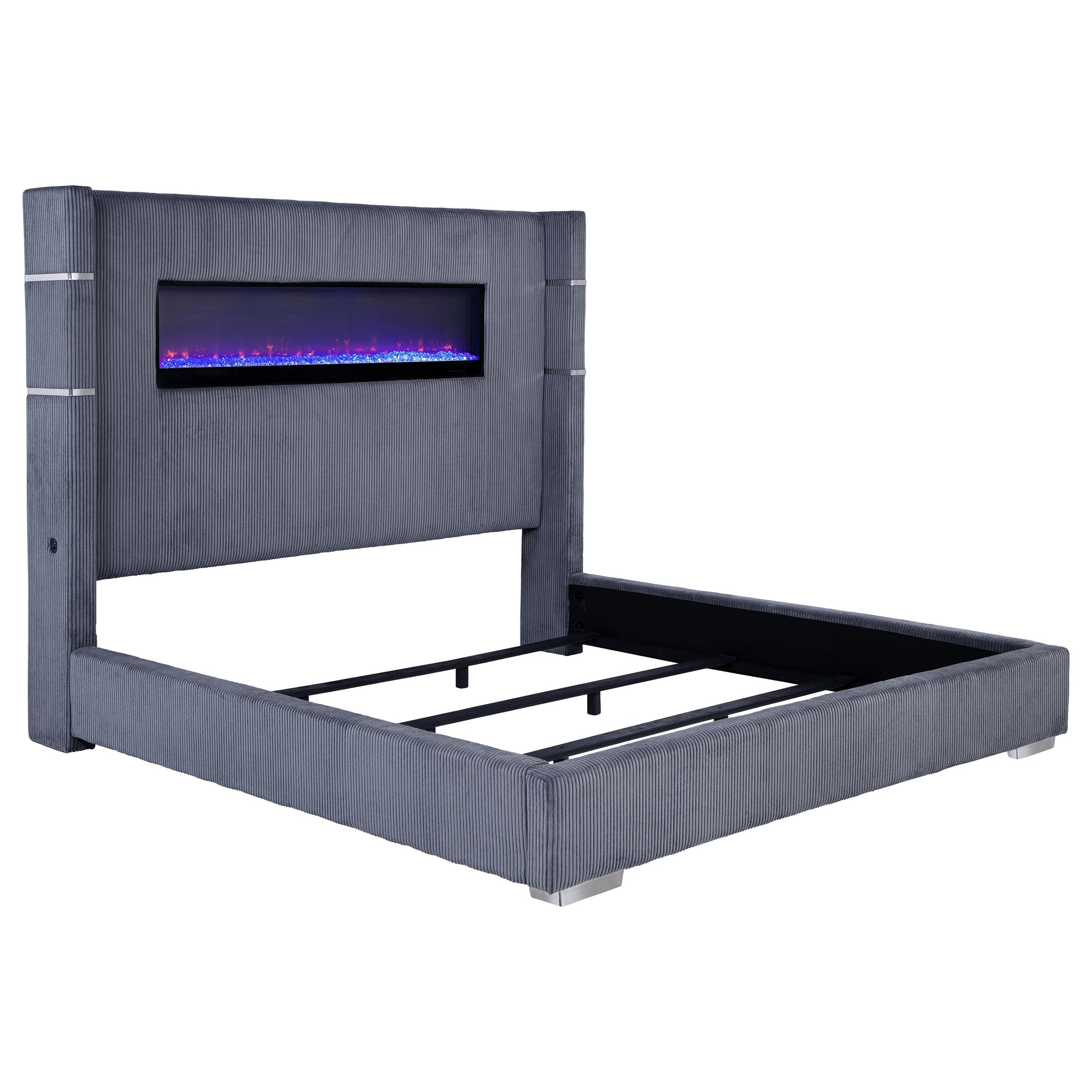 Tisdall Upholstered  Flame Visualizer Bed Black