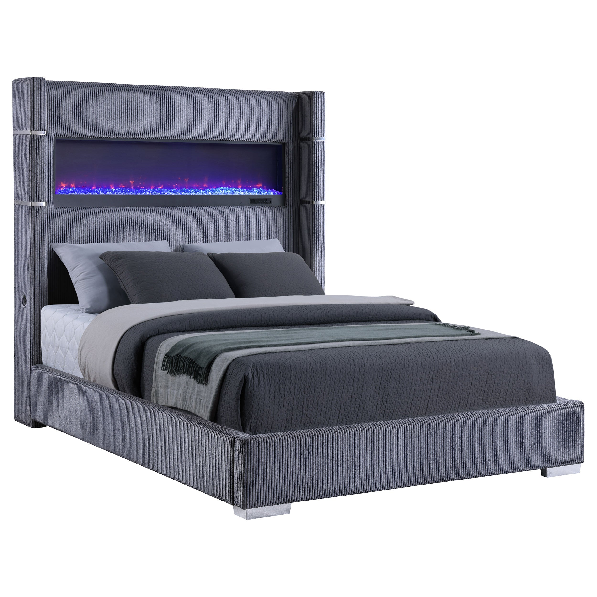Tisdall Upholstered  Flame Visualizer Bed Black