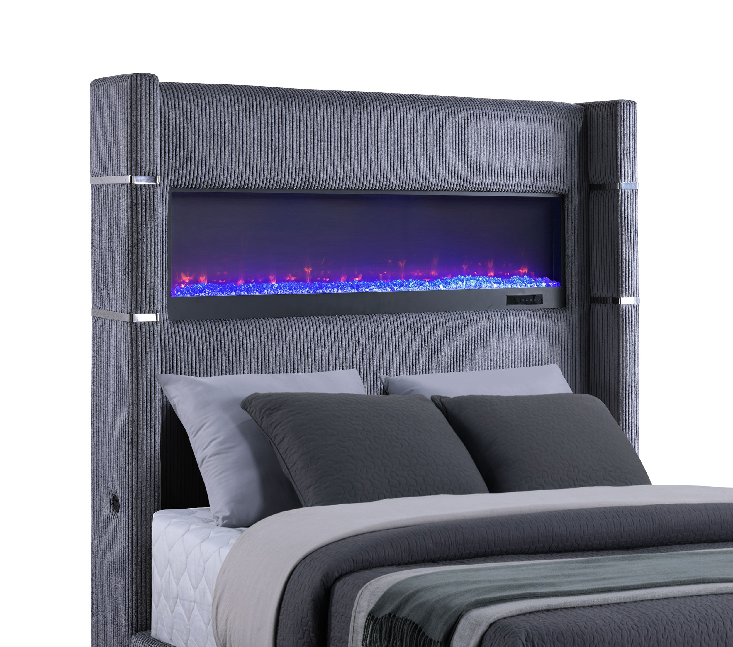 Tisdall Upholstered  Flame Visualizer Bed Black