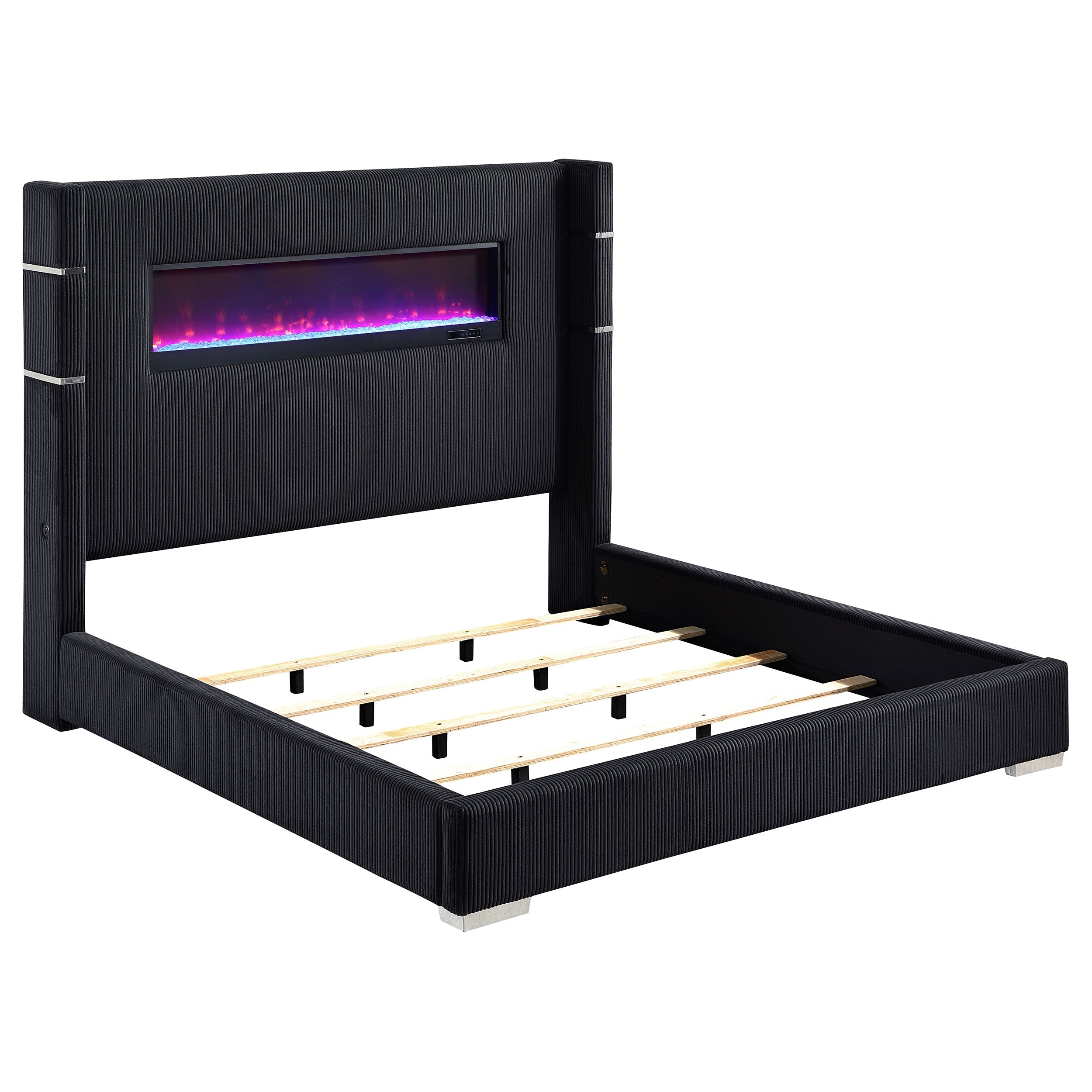 Tisdall Upholstered  Flame Visualizer Bed Black