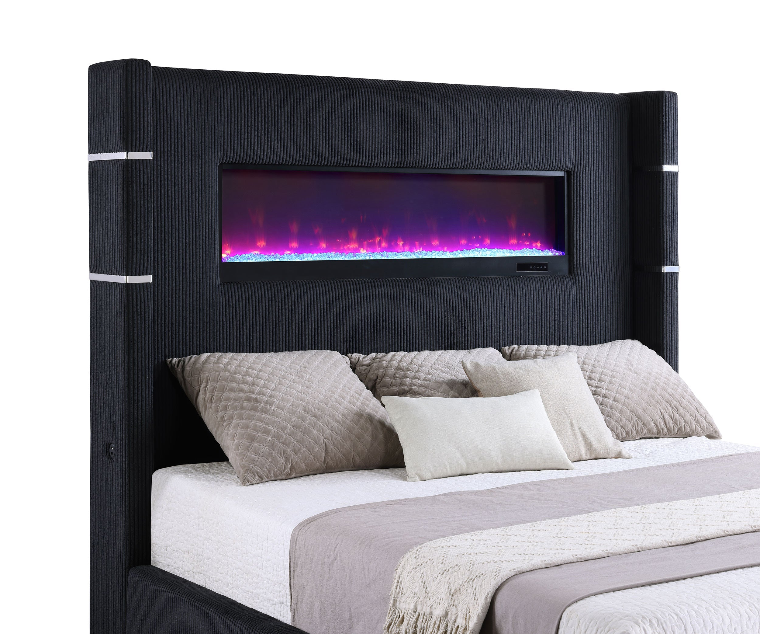 Tisdall Upholstered  Flame Visualizer Bed Black