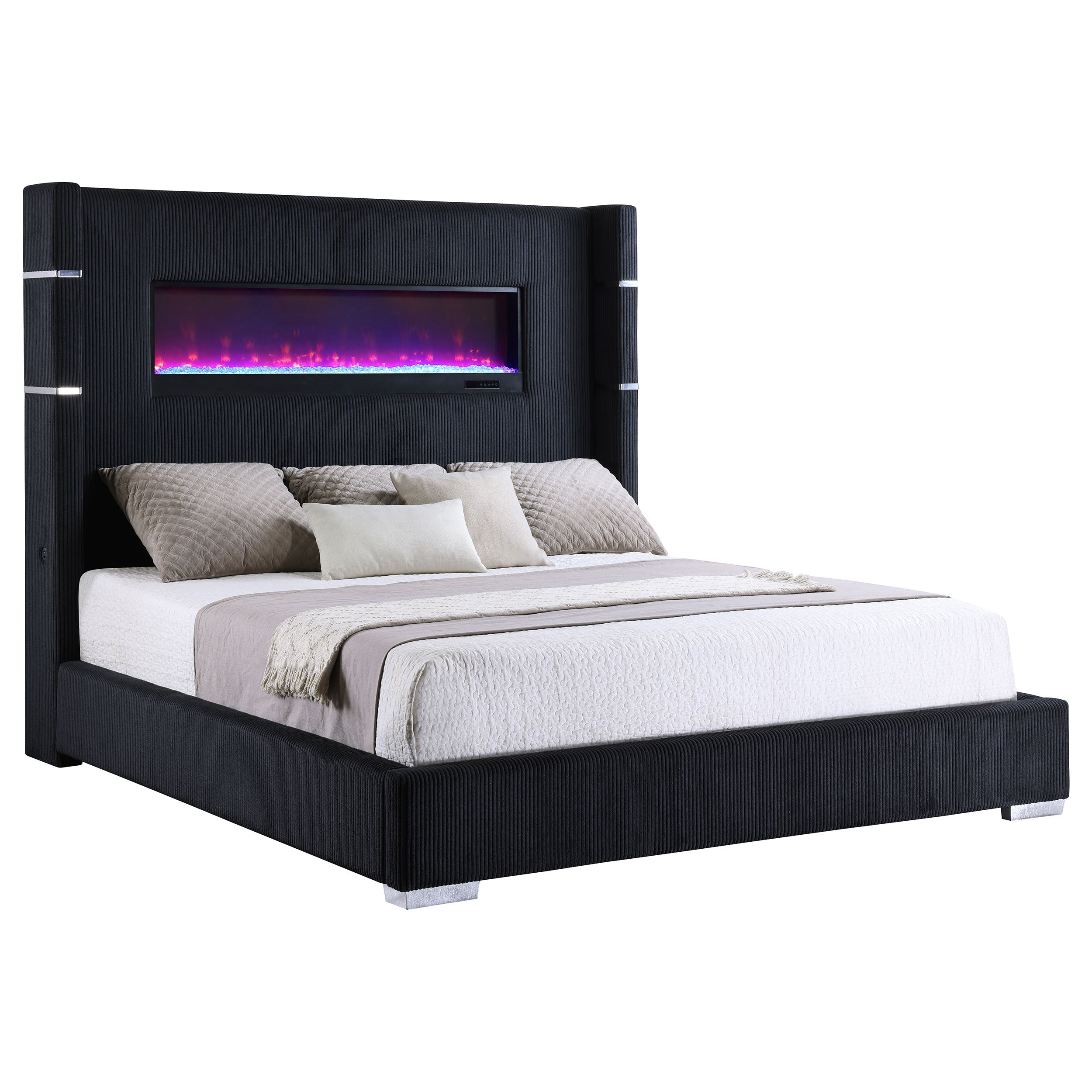 Tisdall Upholstered  Flame Visualizer Bed Black