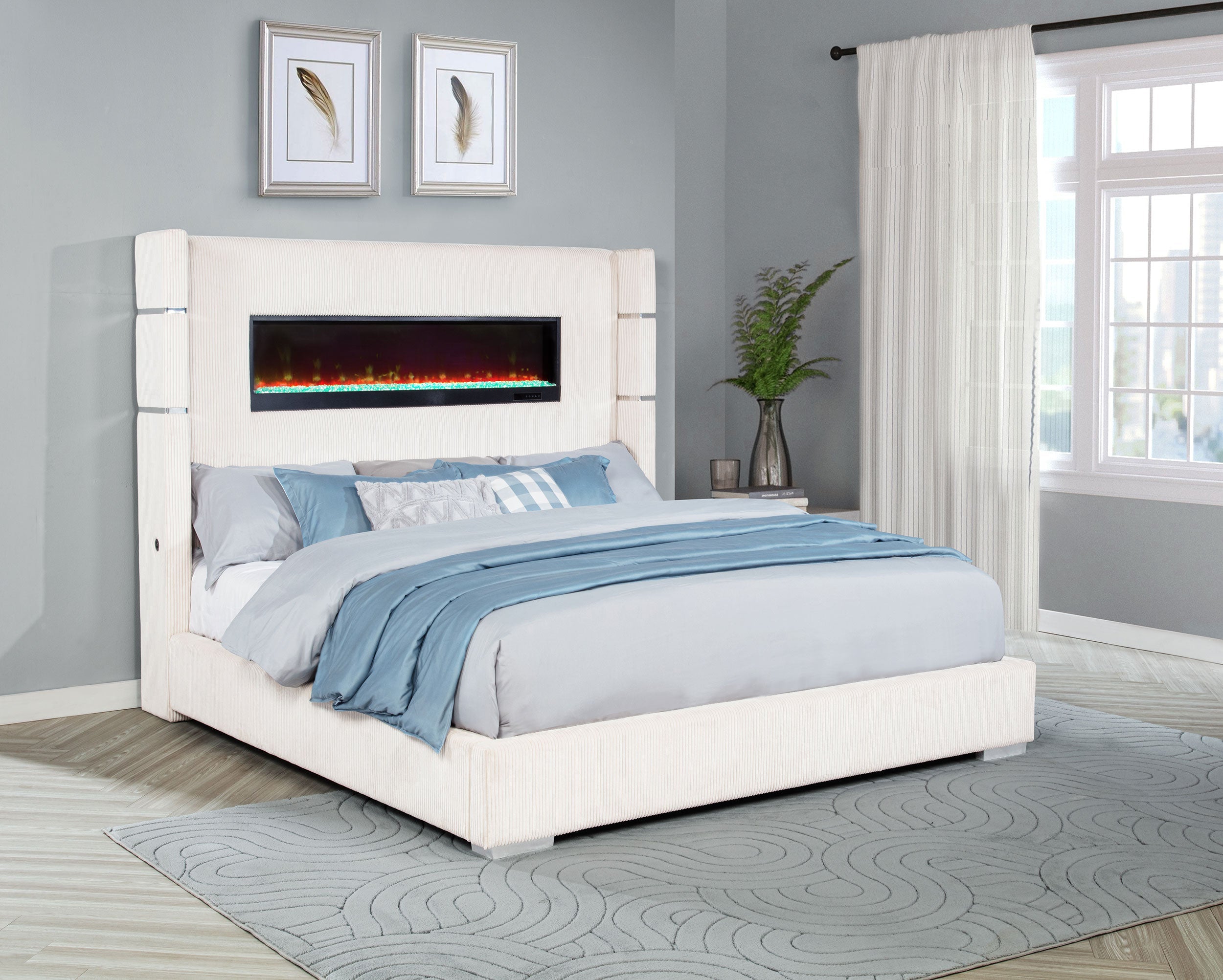 Tisdall Upholstered  Flame Visualizer Bed Black