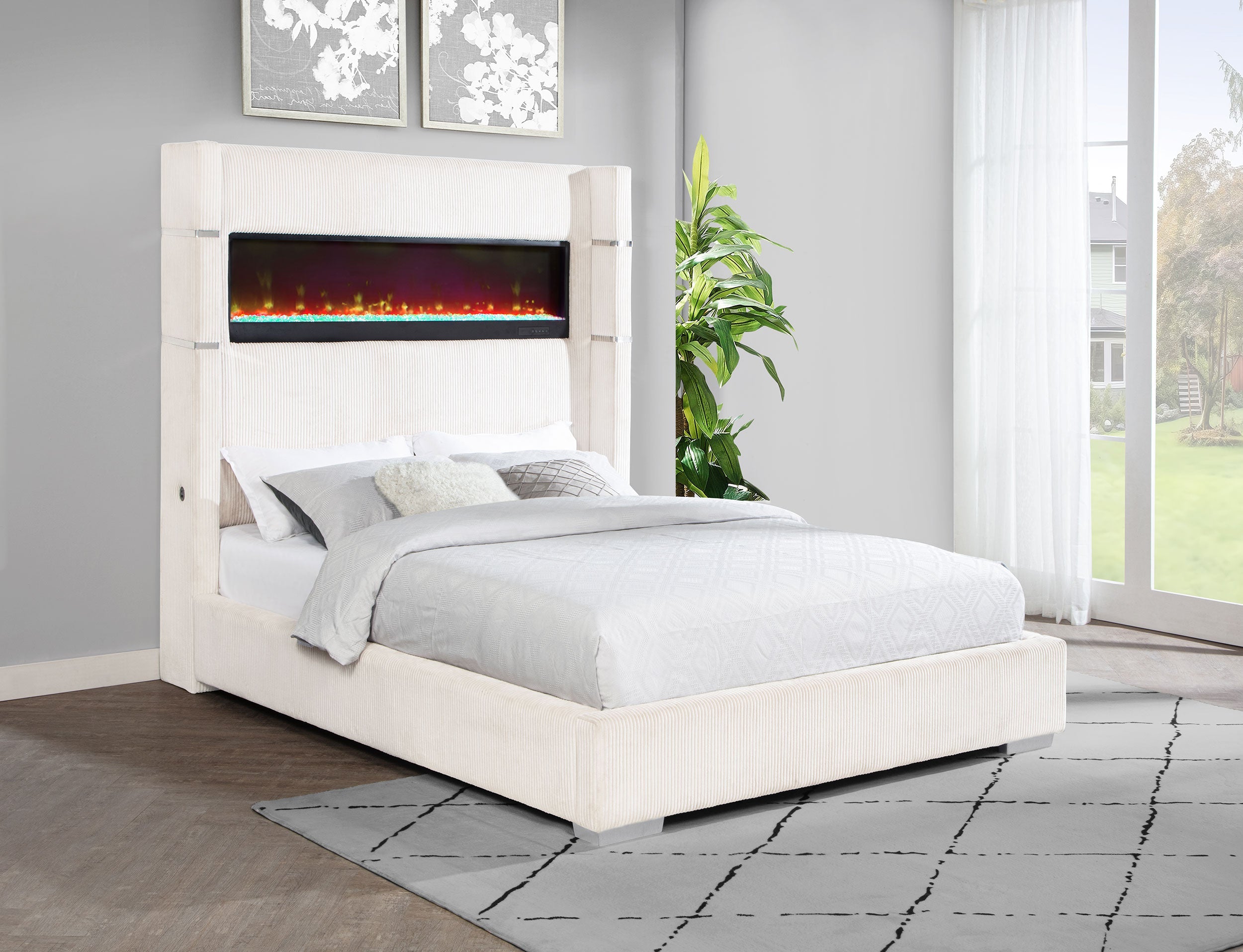 Tisdall Upholstered  Flame Visualizer Bed Black