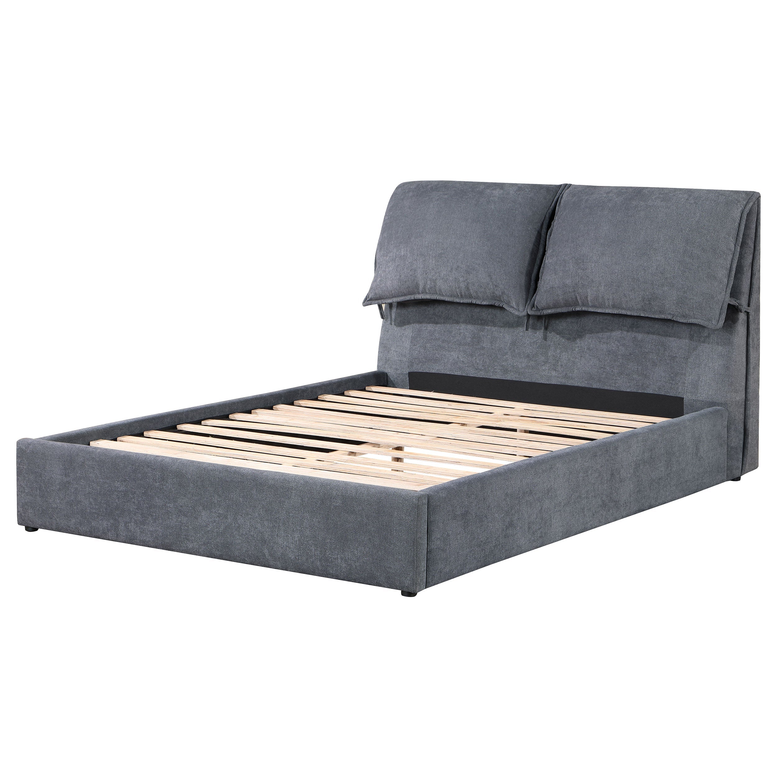 Laurel Upholstered Panel Bed Dark Grey