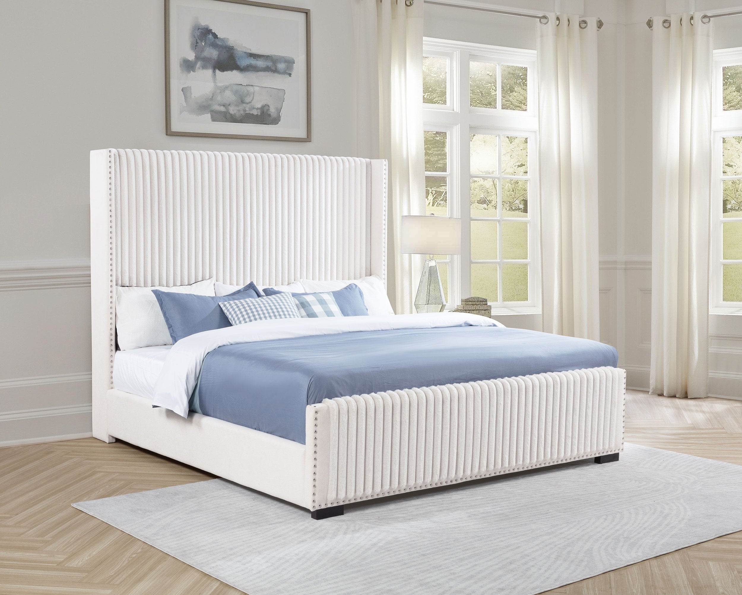 Natasha 65-inch Upholstered  Bed Cream