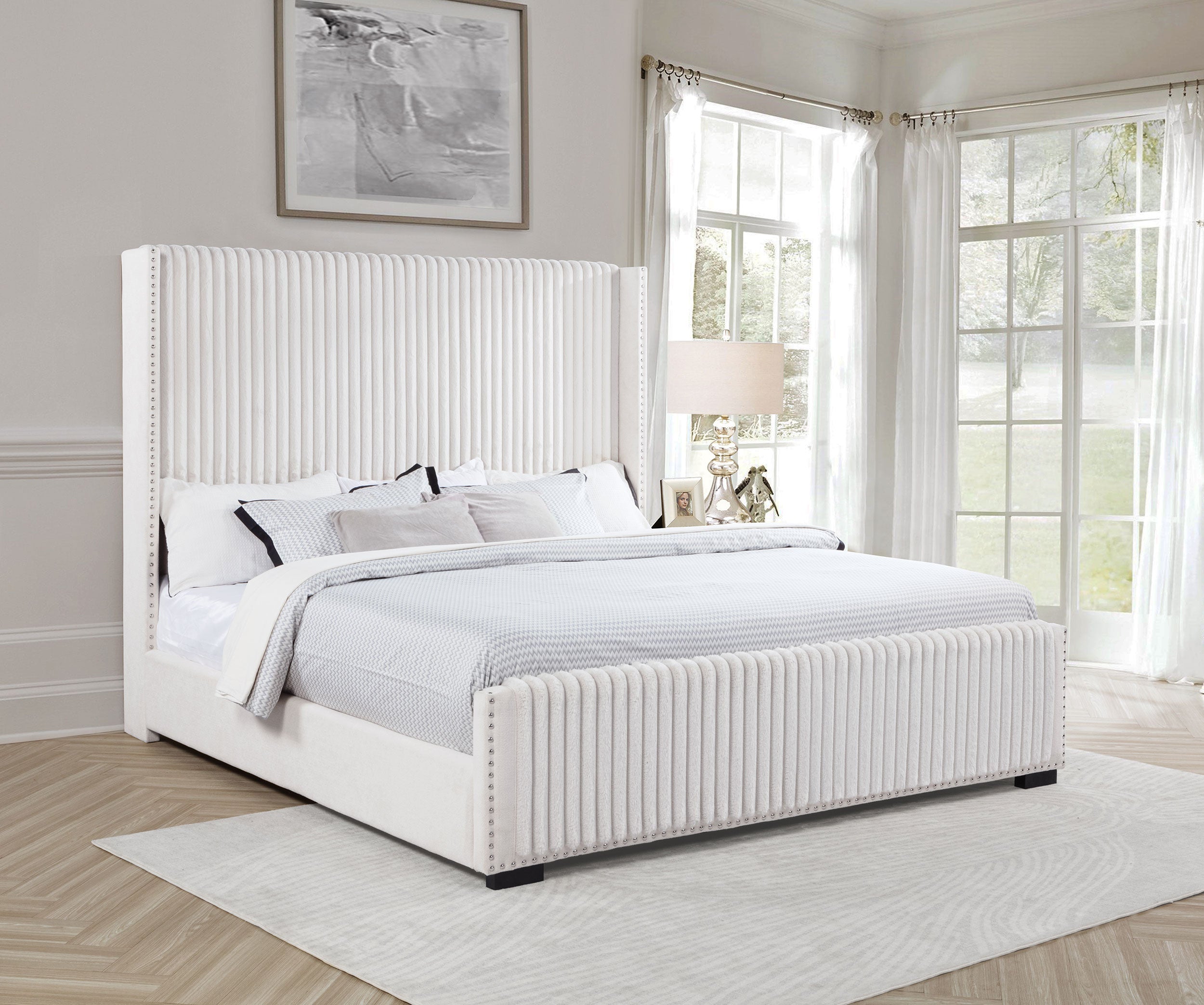 Natasha 65-inch Upholstered  Bed Cream