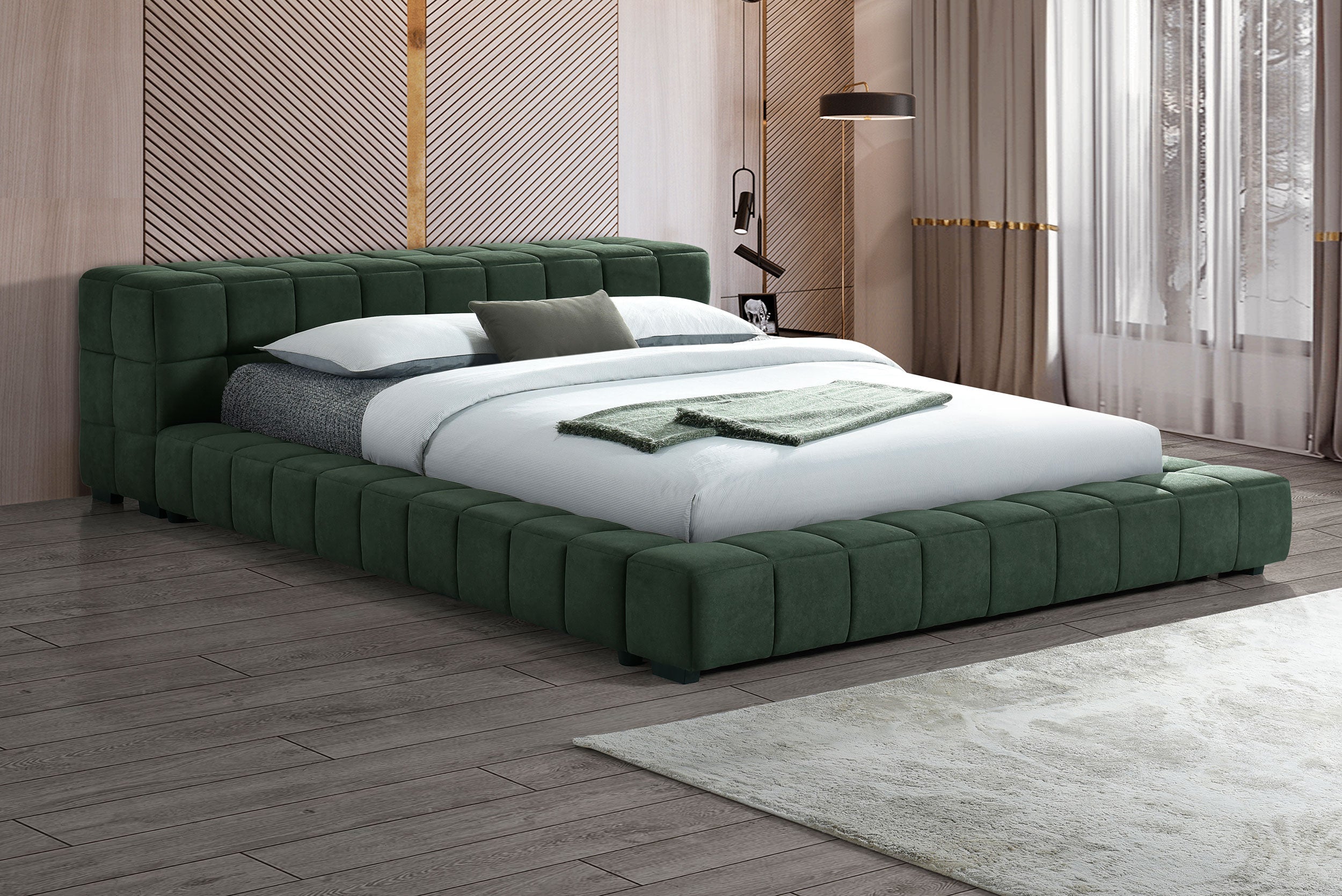 Trinity Upholstered  Platform Bed Green