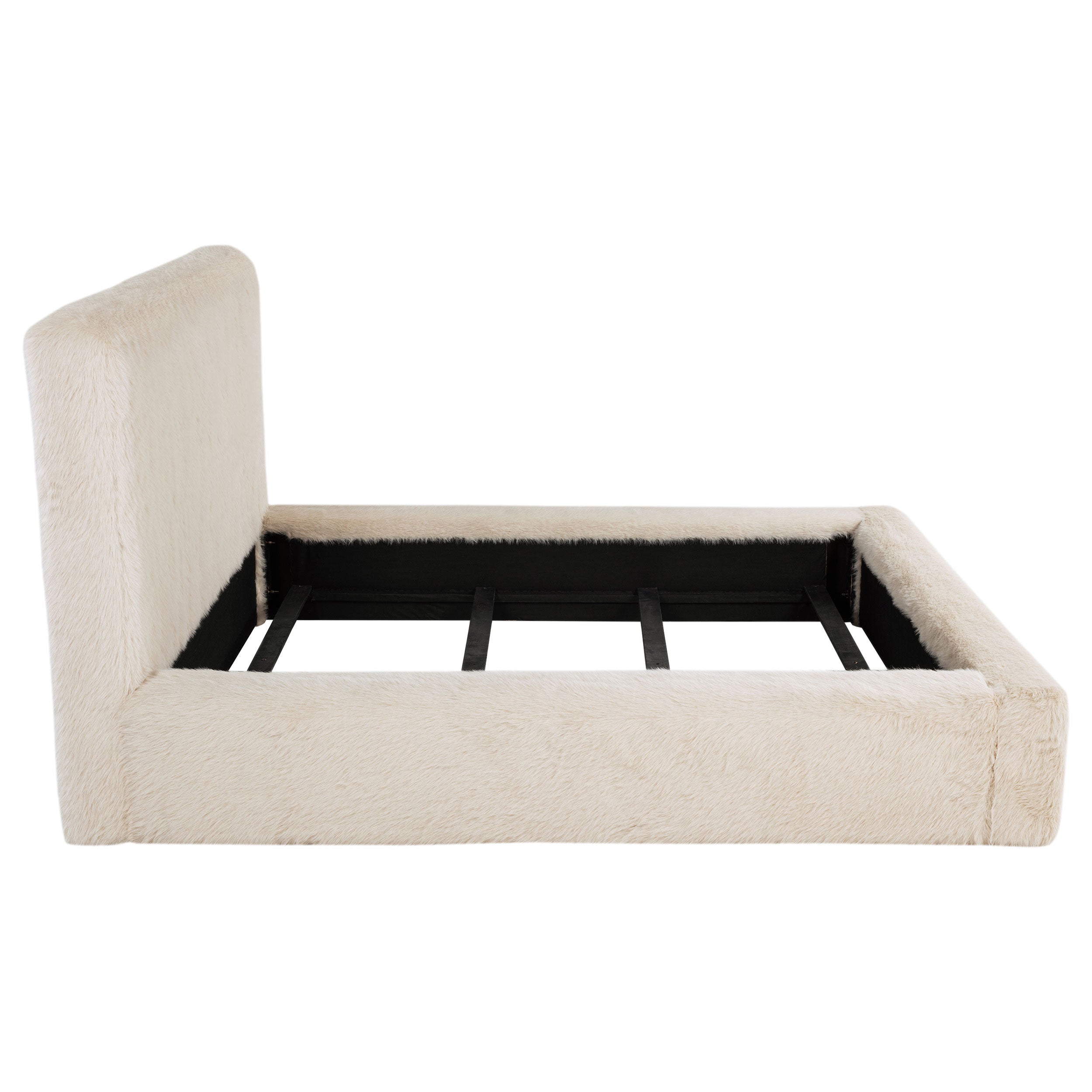 Rebecca Faux Fur Upholstered Bed Cream