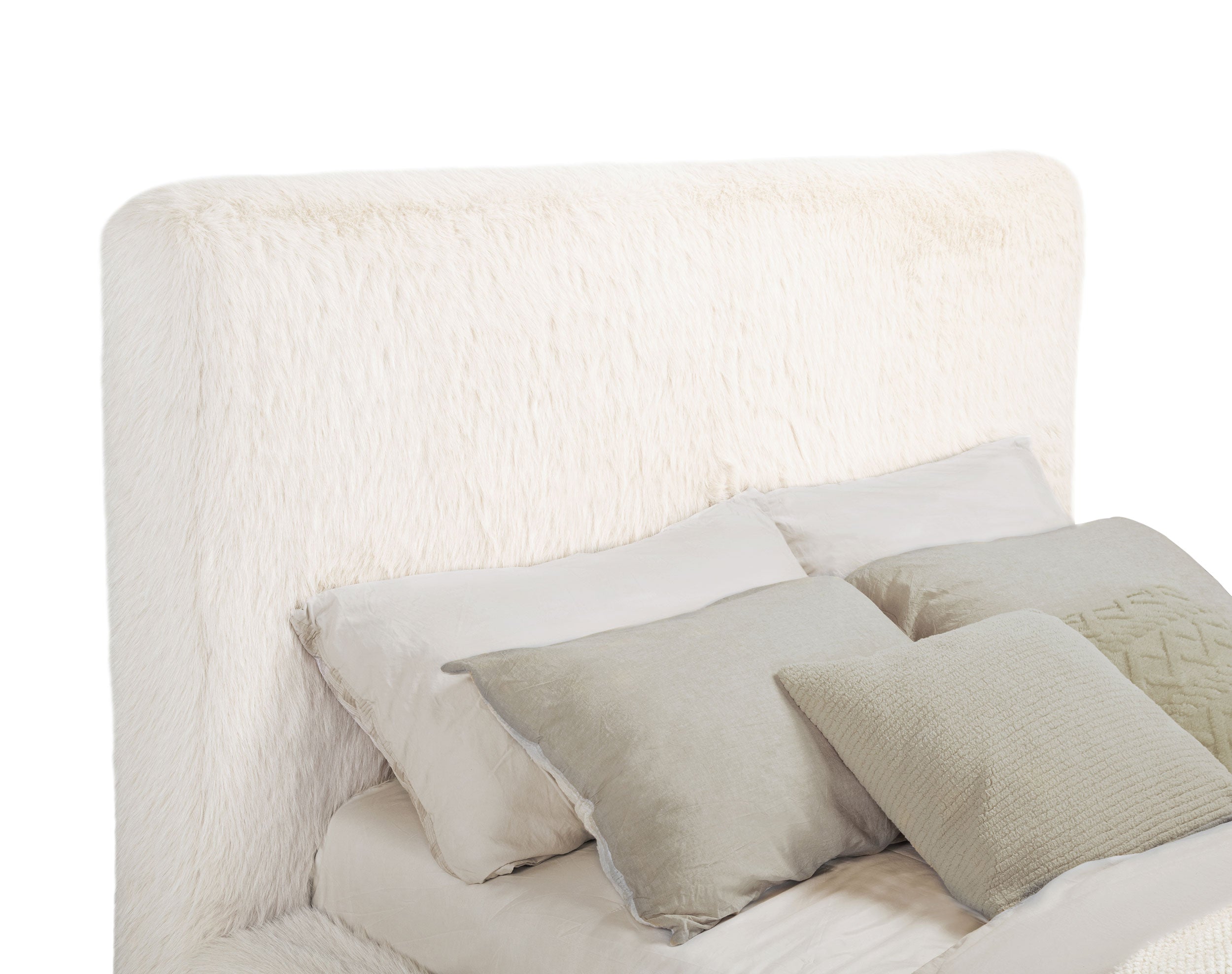 Rebecca Faux Fur Upholstered Bed Cream