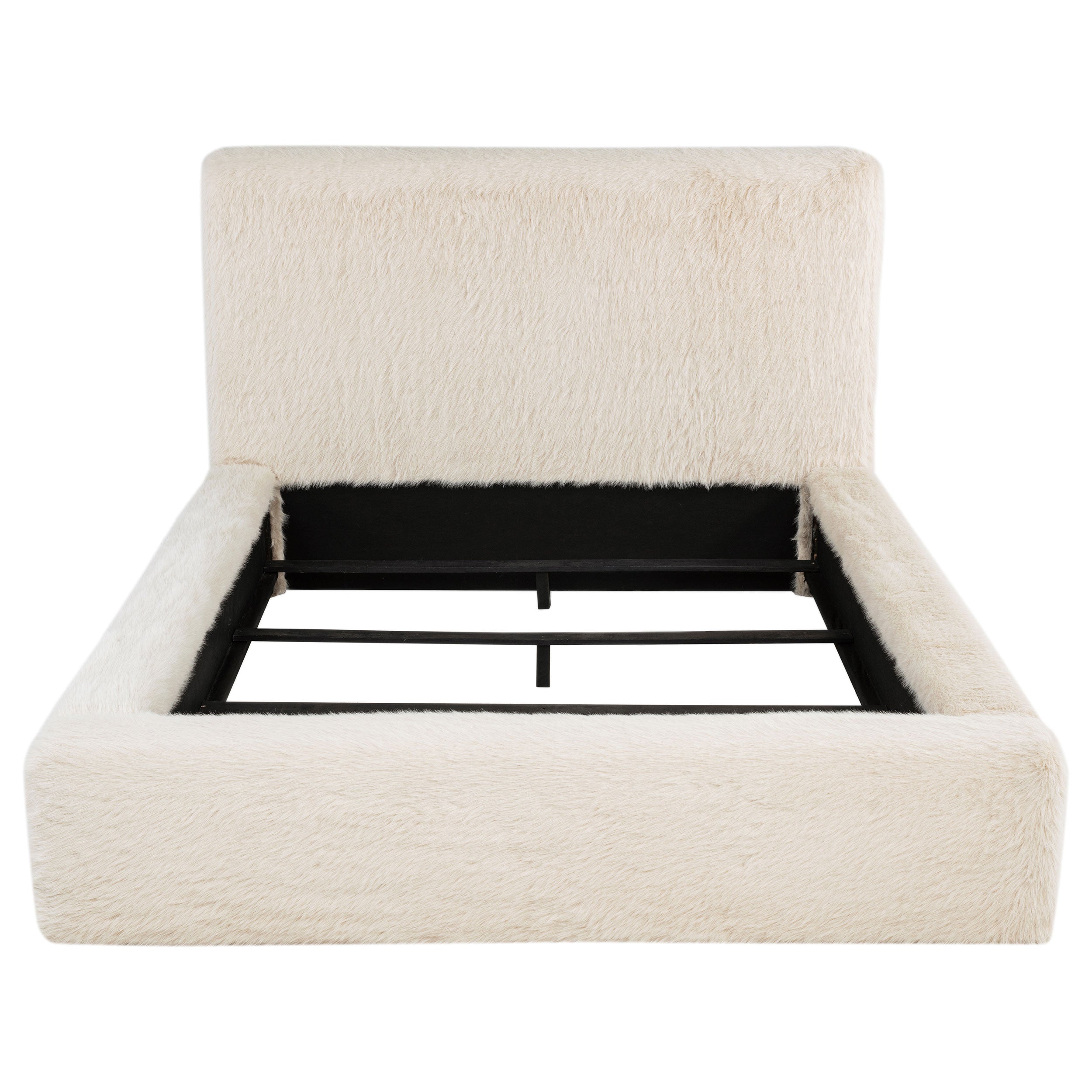 Rebecca Faux Fur Upholstered Bed Cream