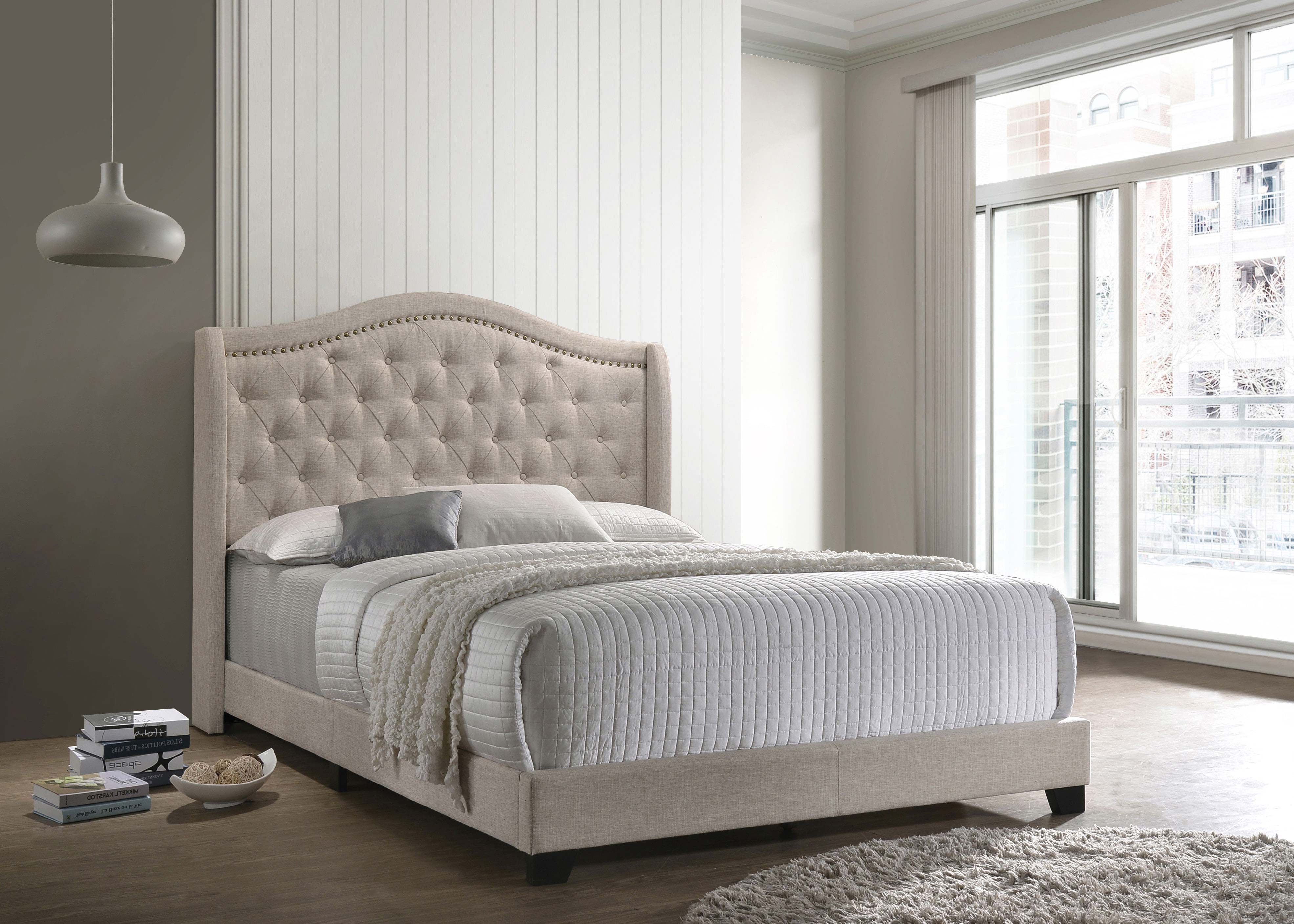 Sonoma Upholstered  Wingback Bed Beige