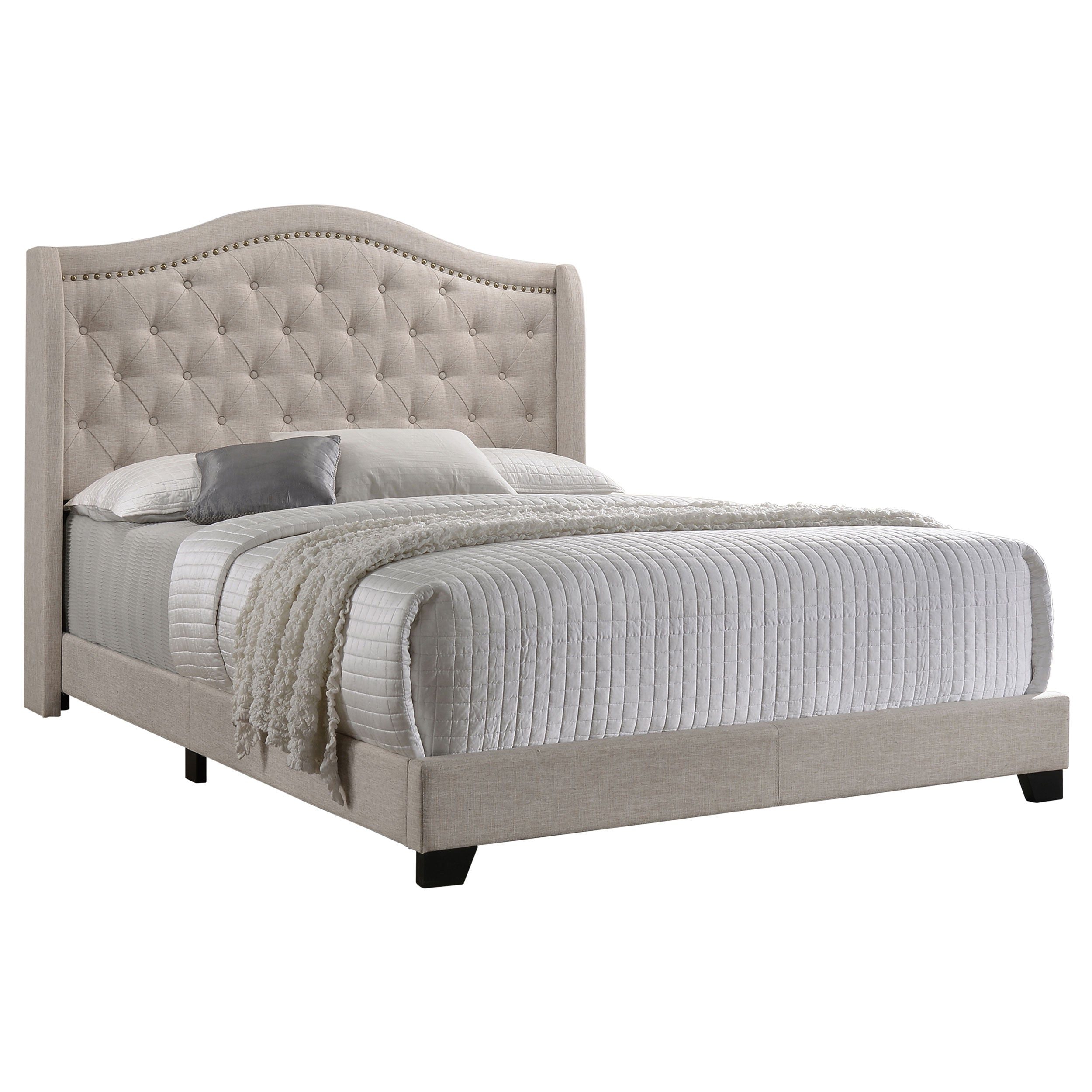 Sonoma Upholstered  Wingback Bed Beige