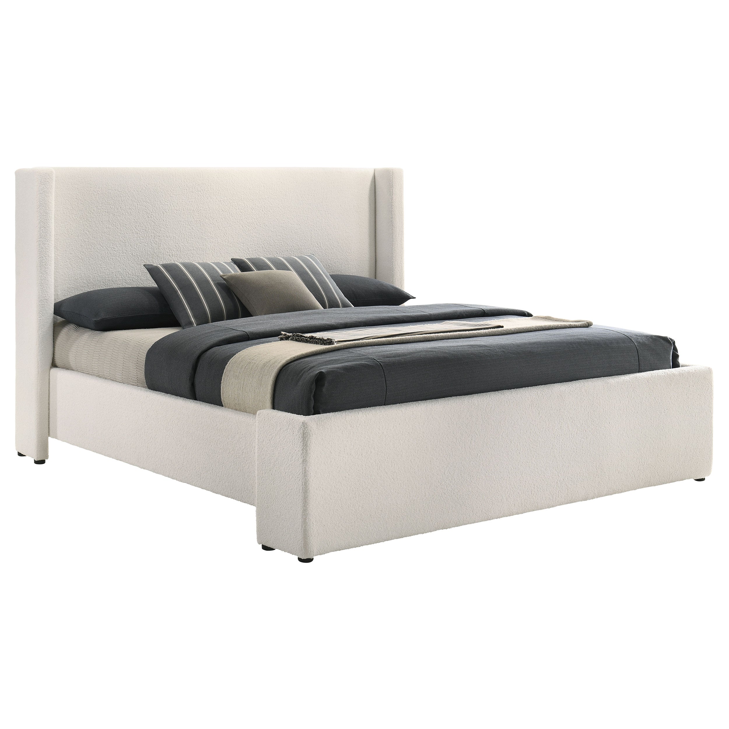 Alamosa Boucle Upholstered  Platform Bed White