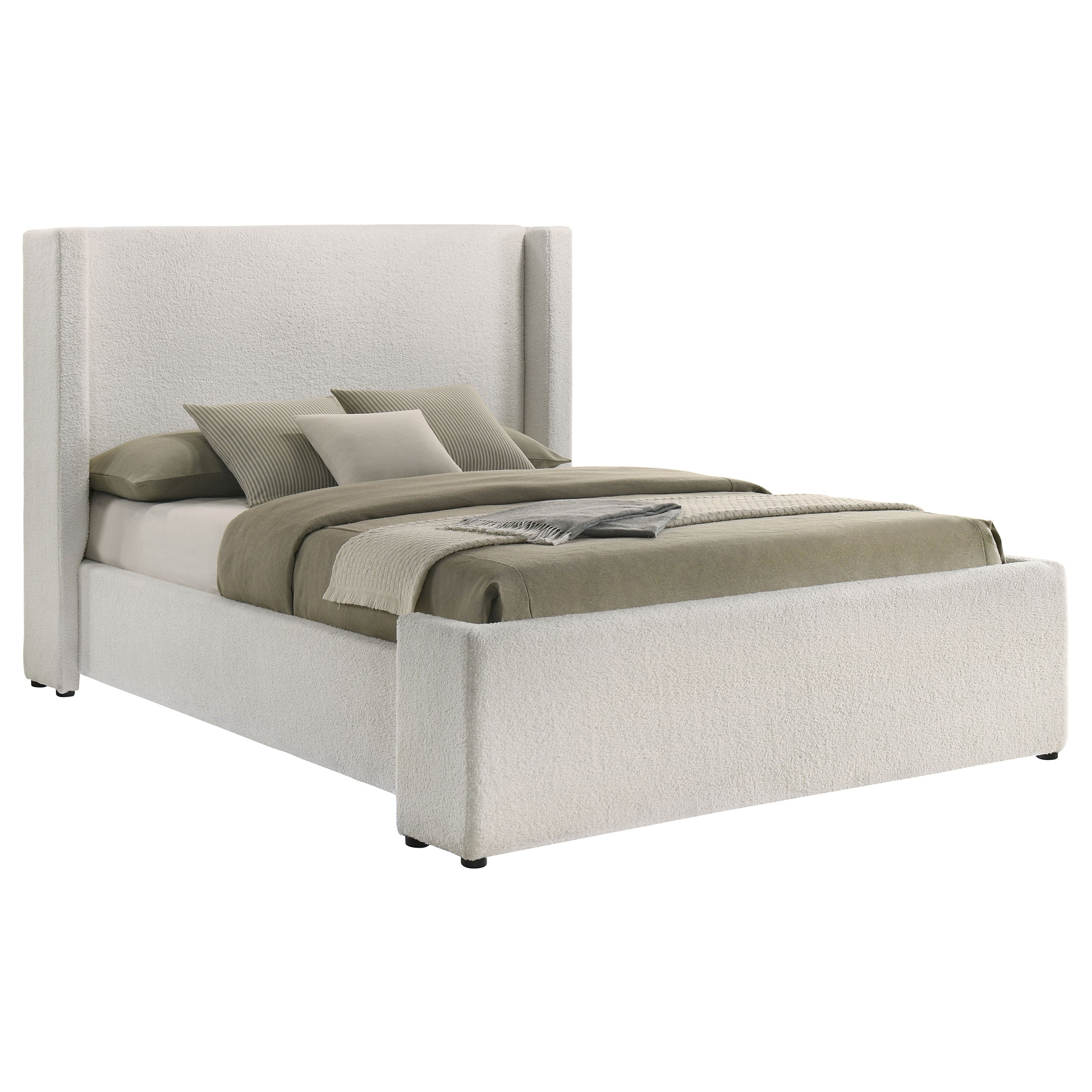Alamosa Boucle Upholstered  Platform Bed White