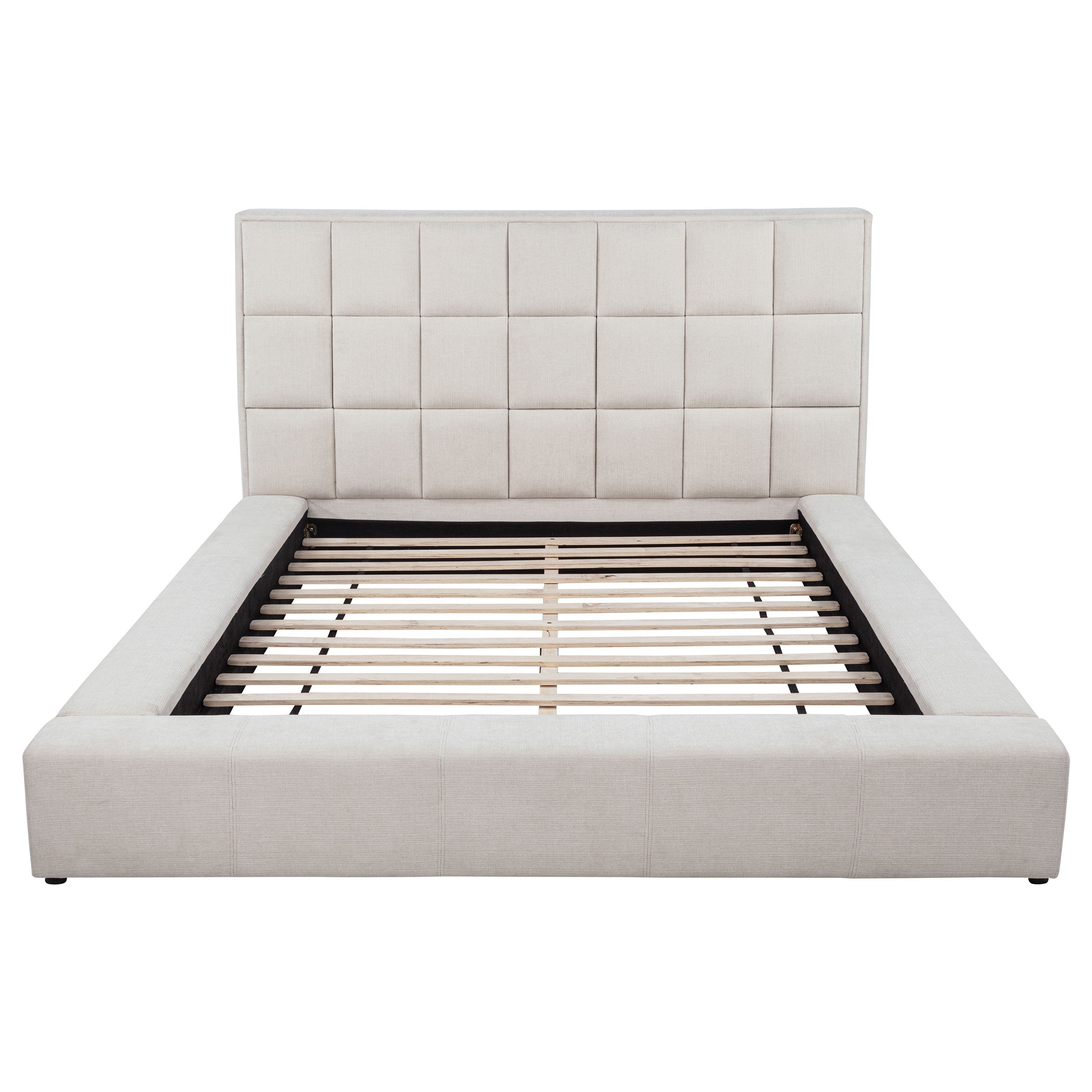 Dreux Upholstered Panel Platform Bed Cream