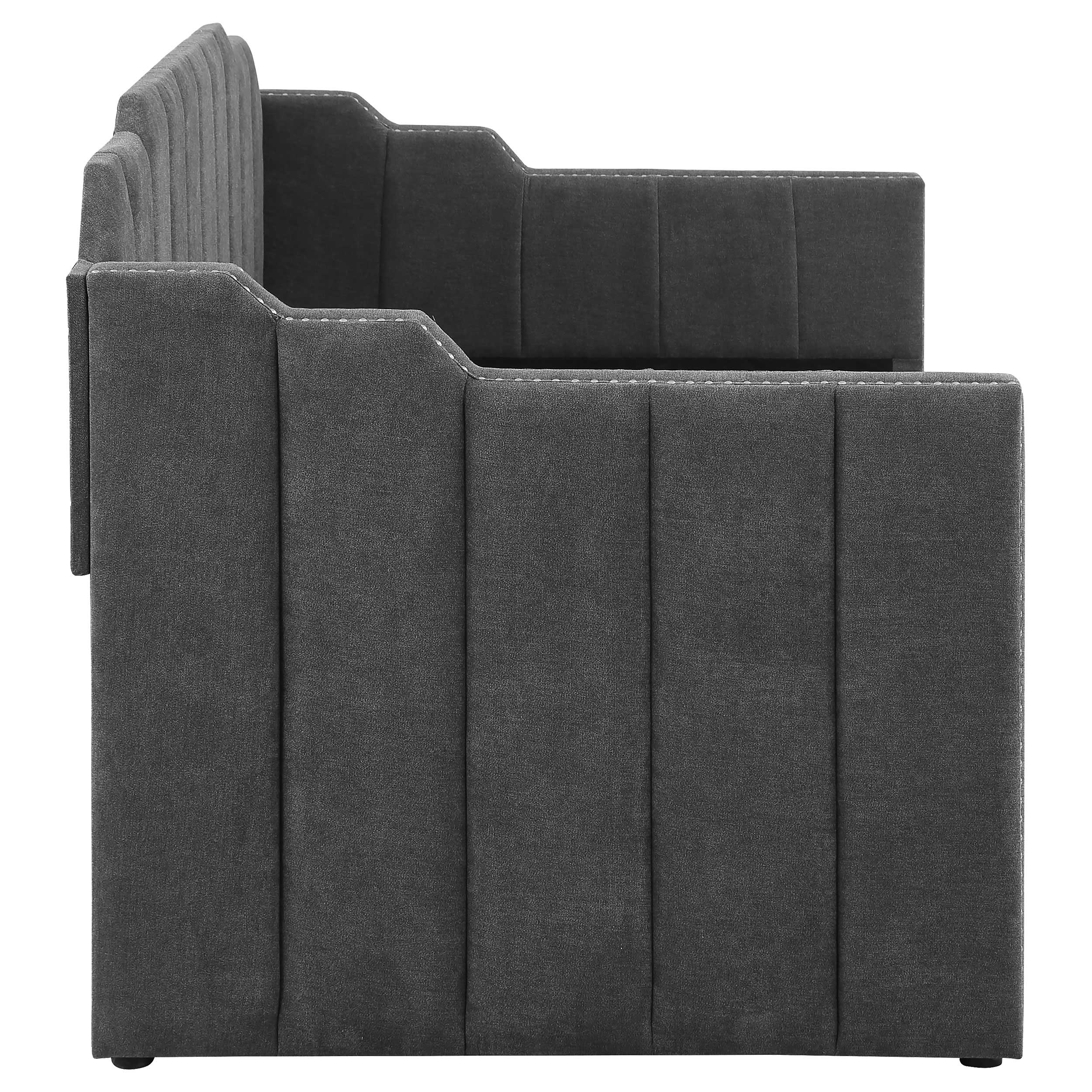 Kingston Upholstered  Daybed with Trundle Charcoal