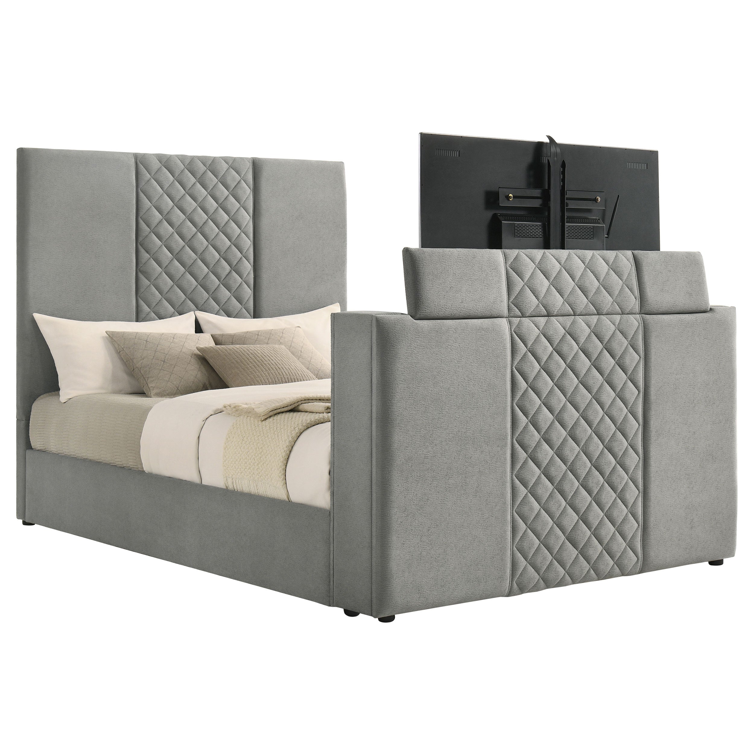 Tara 61-inch Upholstered  Panel TV Bed Grey