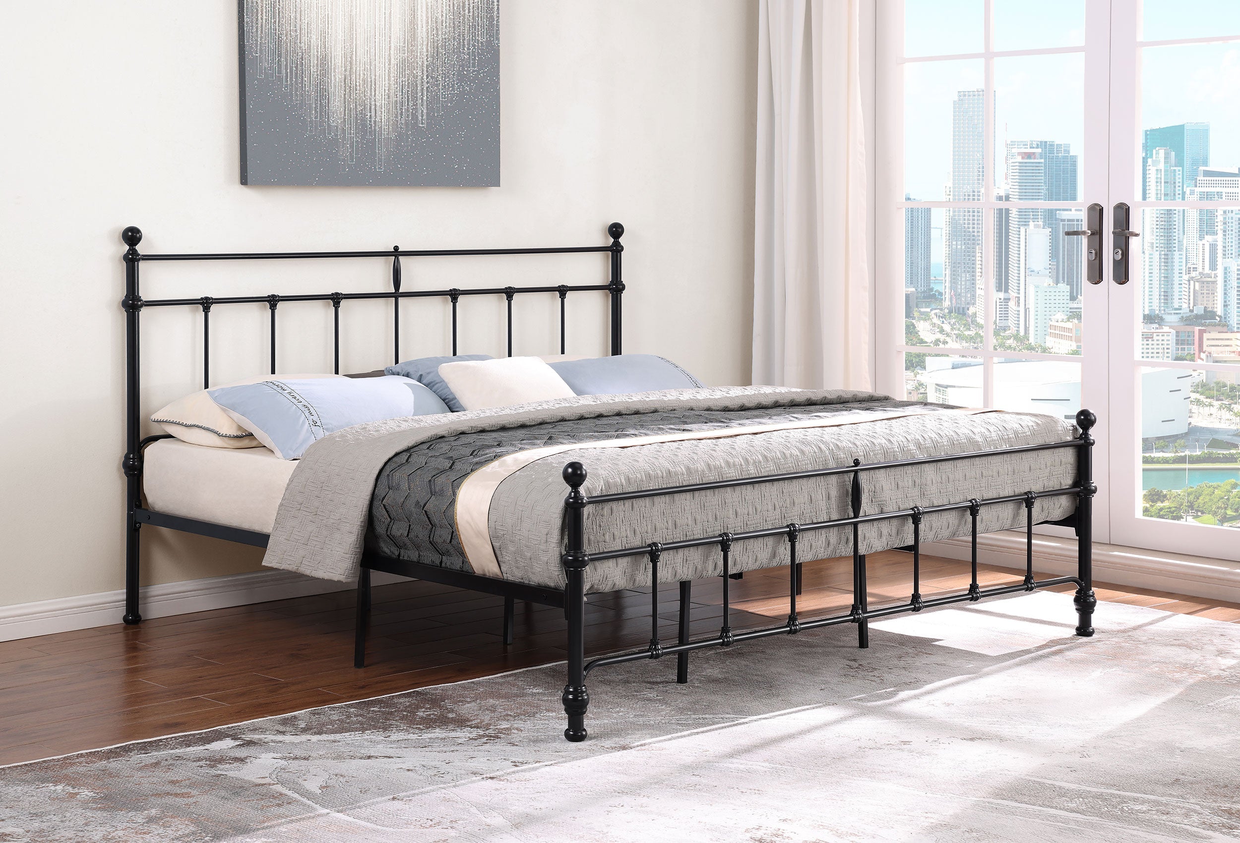 Novak 48-inch Metal  Open Frame Bed Matte Black