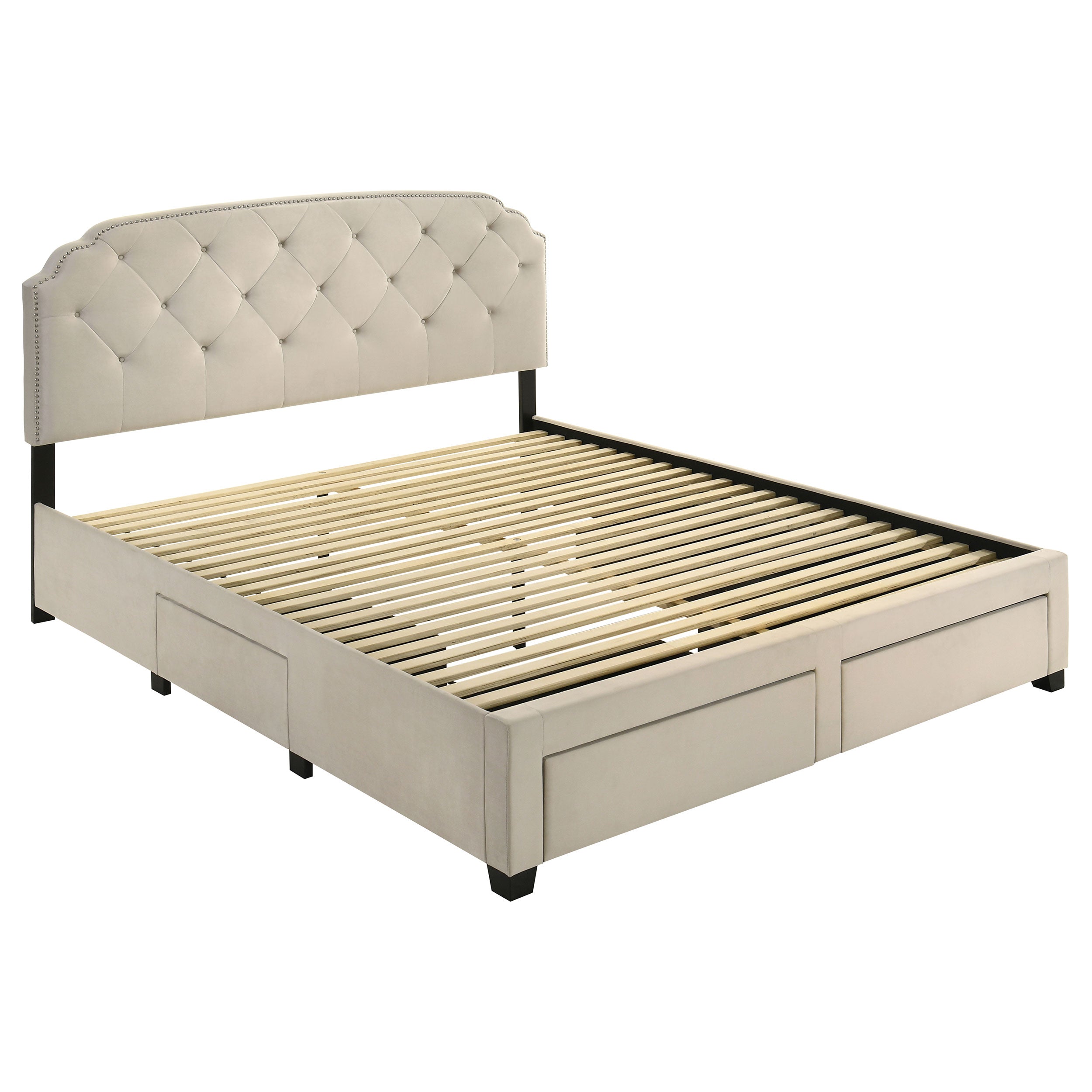 Marianna 4-drawer Upholstered Storage Bed Cream